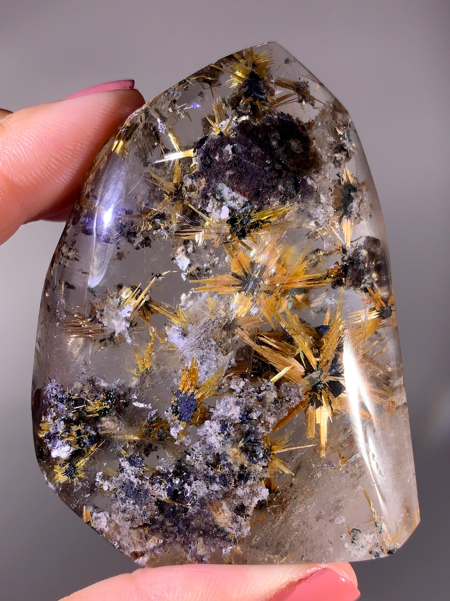 Collector's Grade Novo Horizonte Star Rutile with Garden & Shiny Hematite Self-Standing Freeform from Brazil