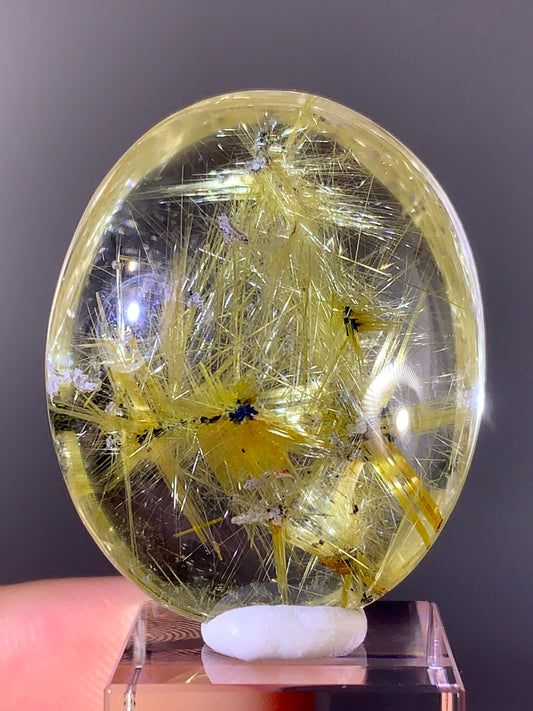 Collector's Grade Novo Horizonte Star Rutile in Quartz Polished Pocket Stone from Brazil