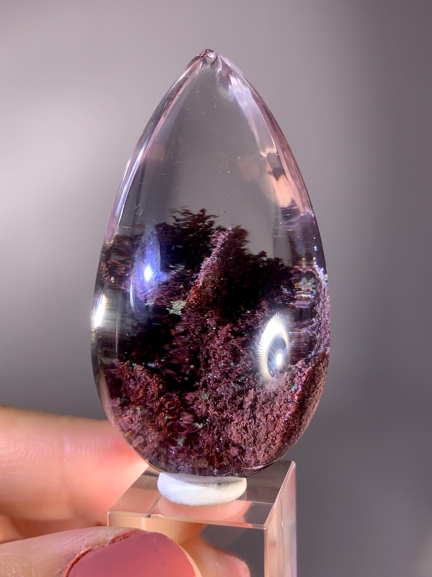 Collector's Grade Large Pink, Purple & Green Four Seasons Garden Quartz Polished Teardrop from Brazil