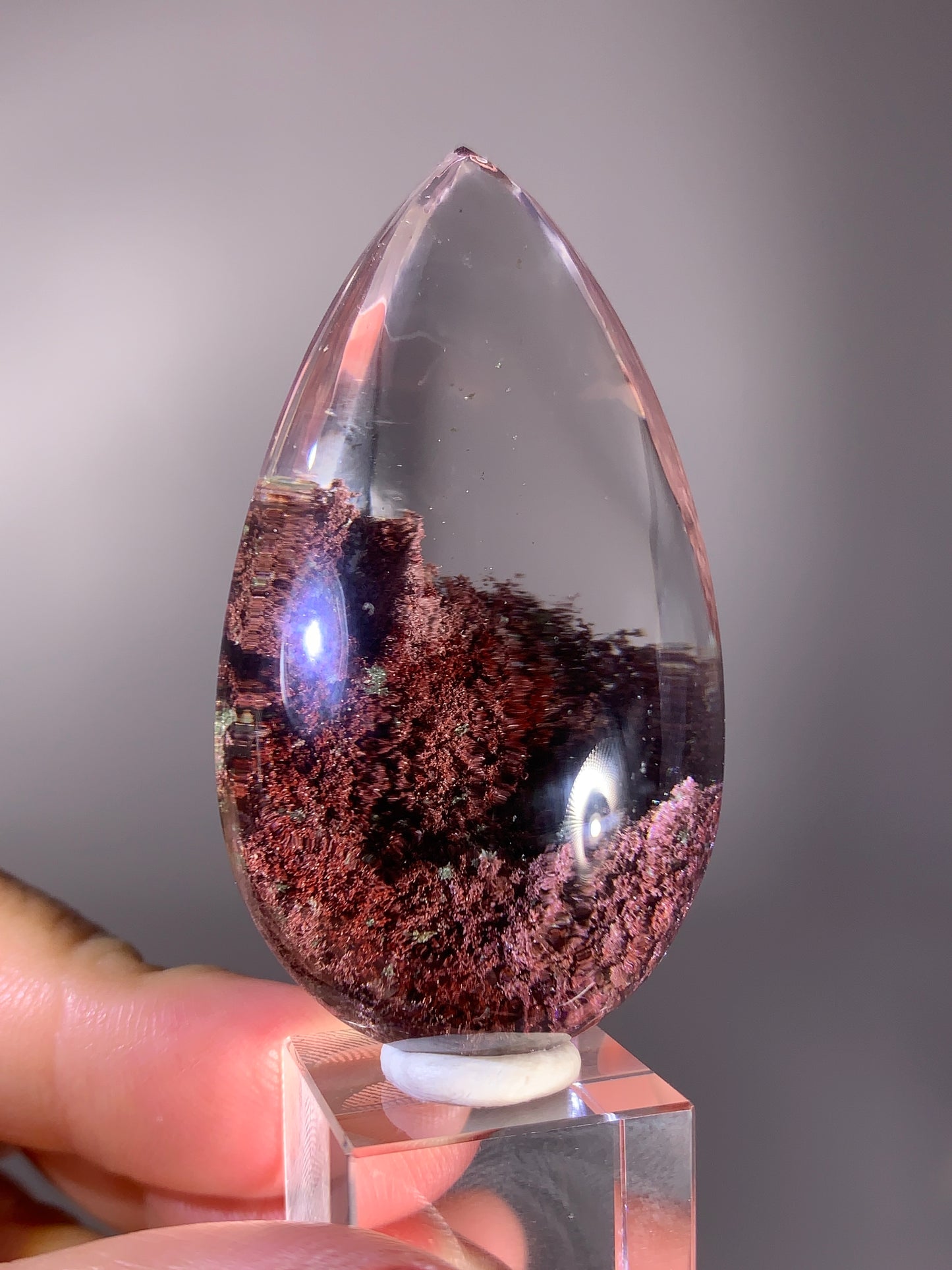 Collector's Grade Large Pink, Purple & Green Four Seasons Garden Quartz Polished Teardrop from Brazil