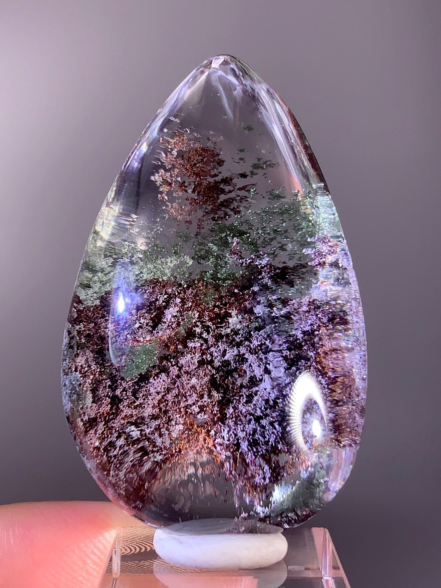 High-Grade Red, Purple & Green Four Seasons Garden Quartz Polished Teardrop from Brazil