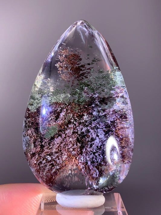 High-Grade Red, Purple & Green Four Seasons Garden Quartz Polished Teardrop from Brazil