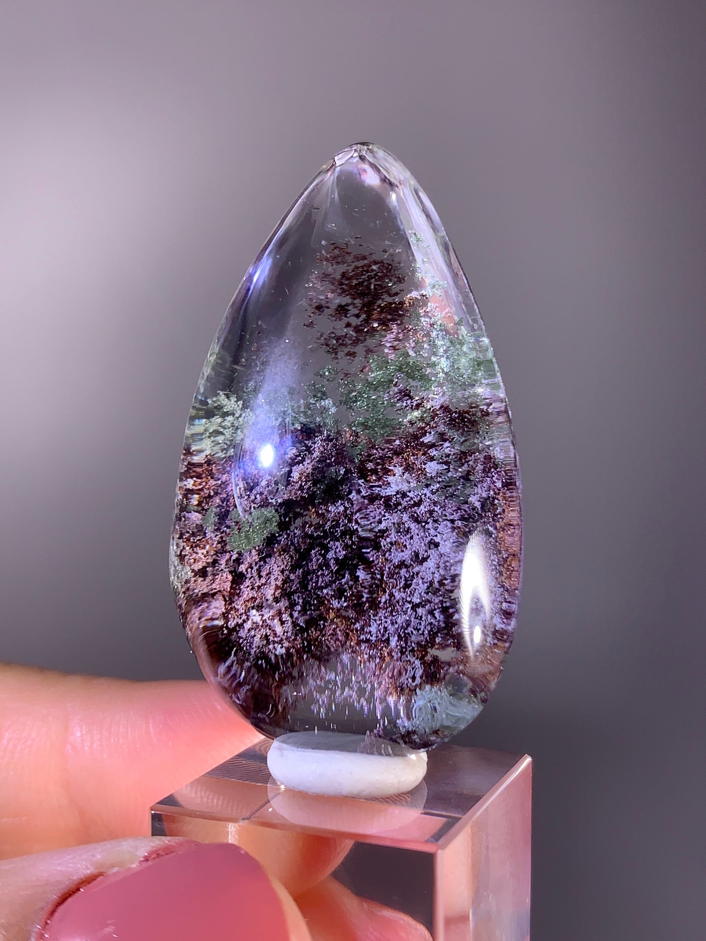 High-Grade Red, Purple & Green Four Seasons Garden Quartz Polished Teardrop from Brazil