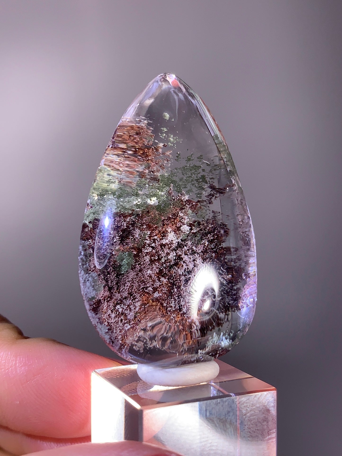 High-Grade Red, Purple & Green Four Seasons Garden Quartz Polished Teardrop from Brazil