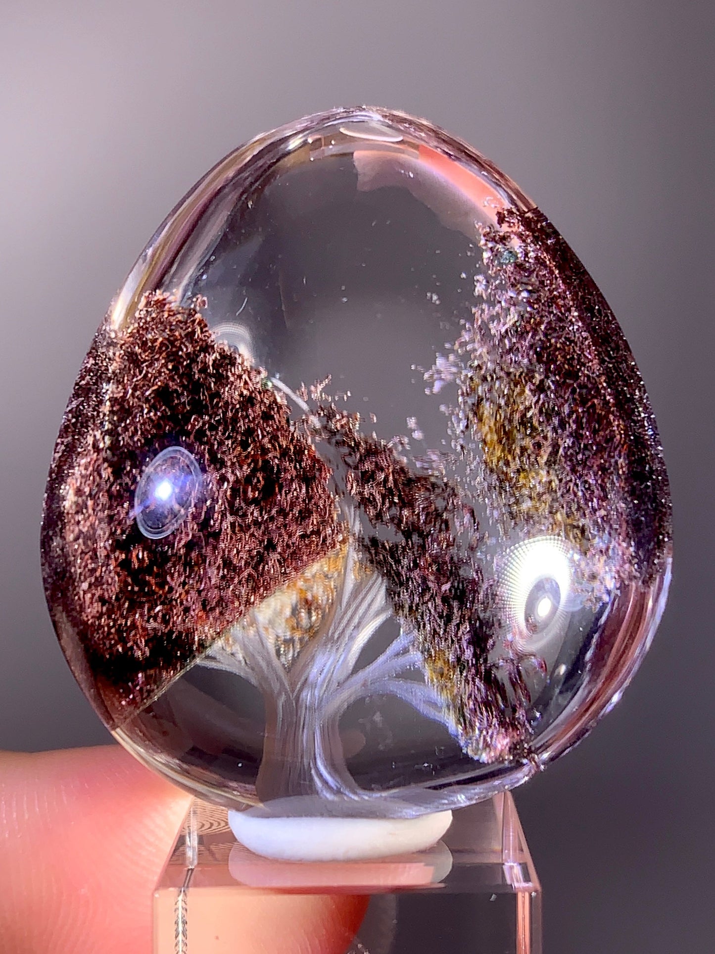 High-Quality Four Seasons Garden Quartz Autumn Tree Landscape Carving Polished Teardrop Crystal from Brazil
