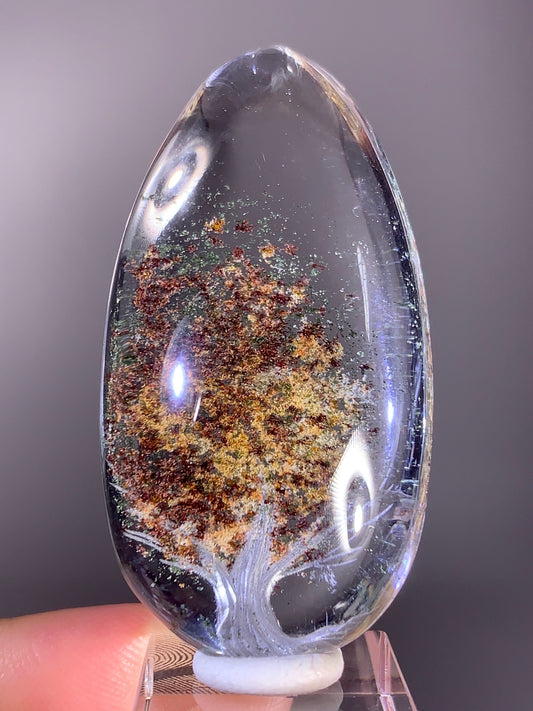 High-Quality Four Seasons Garden Quartz Autumn Tree Landscape Carving Polished Teardrop Crystal from Brazil