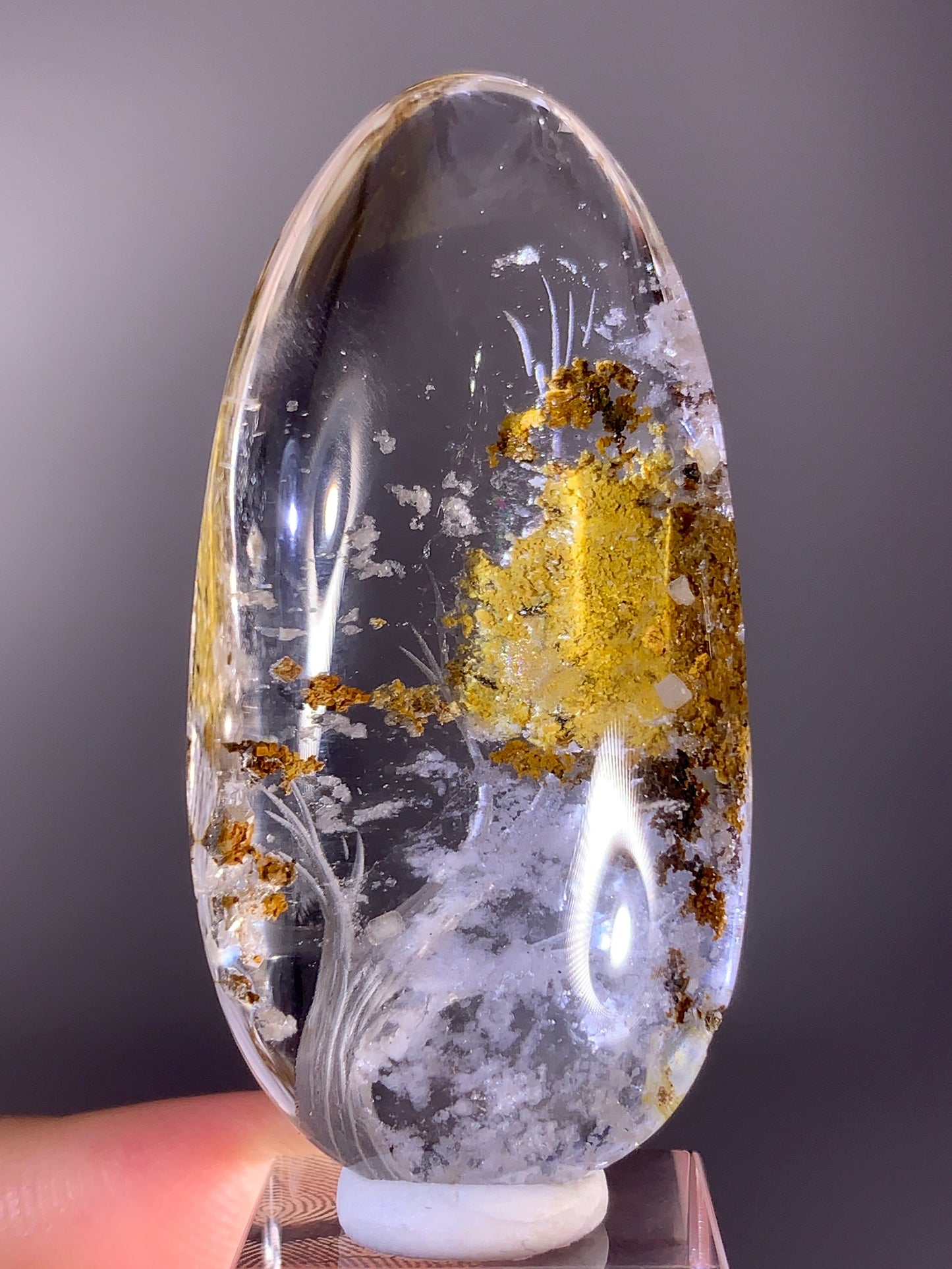 High-Quality Four Seasons Garden Quartz and White Calcite Autumn Tree Landscape Carving Polished Teardrop Crystal from Brazil