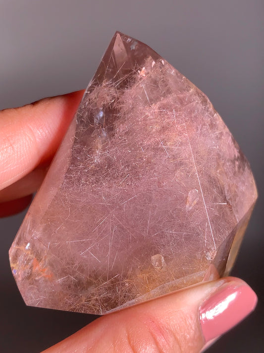 Extremely Rare Purple, Pink & Orange Rutile Quartz Polished Freeform from Brazil