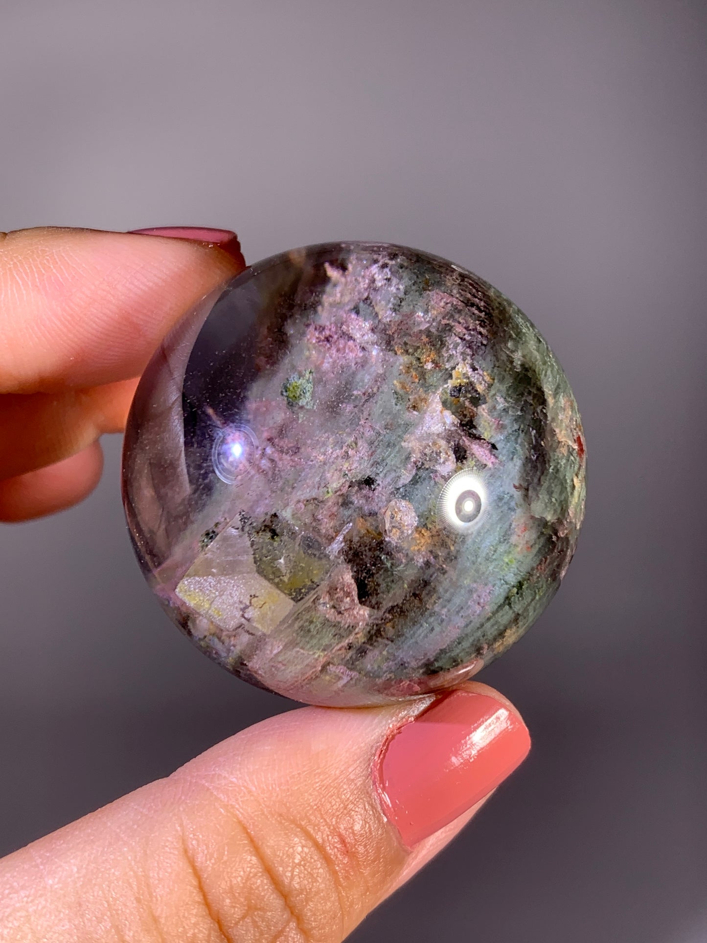 High-Quality Large Colorful Garden Quartz Sphere with Floating Quartz in Quartz | Zambia