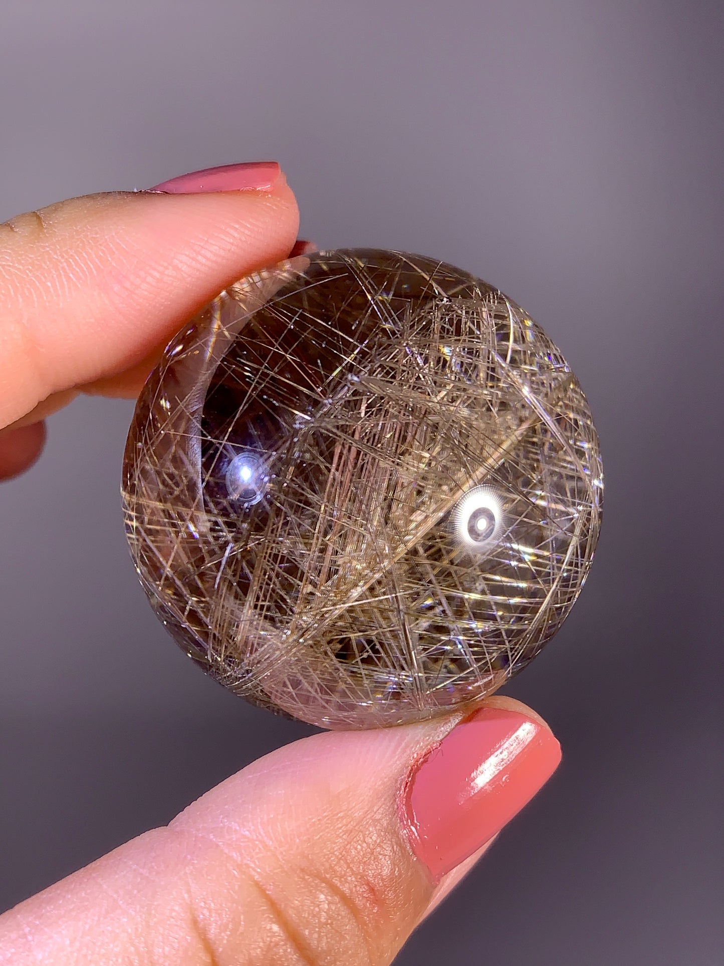 Collector's Grade Large Bi-Color Gold & Silver Lattice Rutile Quartz Sphere | Brazil
