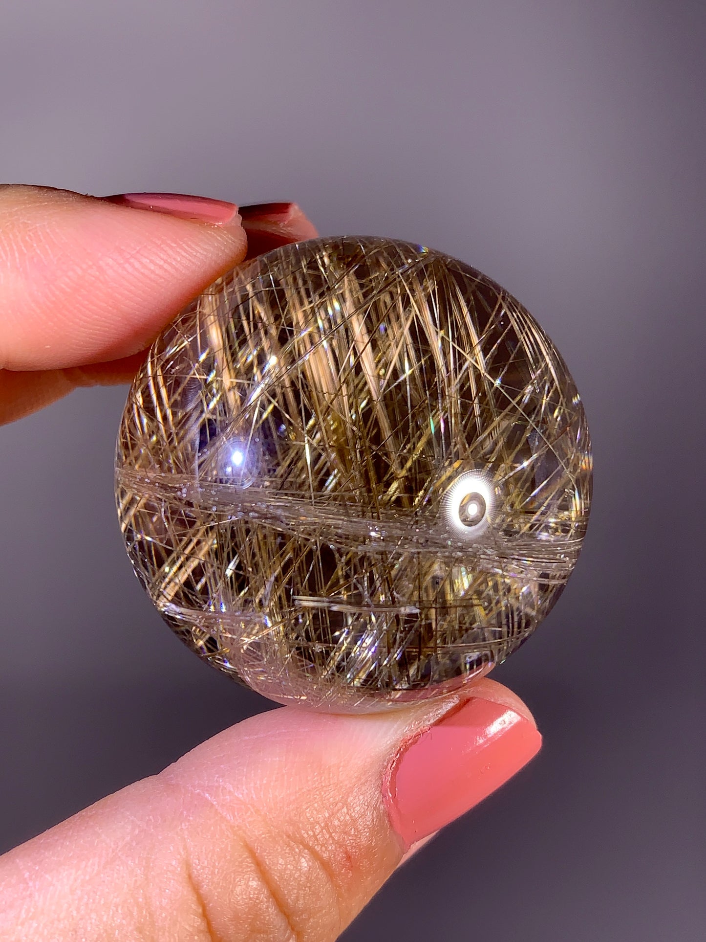 Collector's Grade Large Bi-Color Gold & Silver Lattice Rutile Quartz Sphere | Brazil
