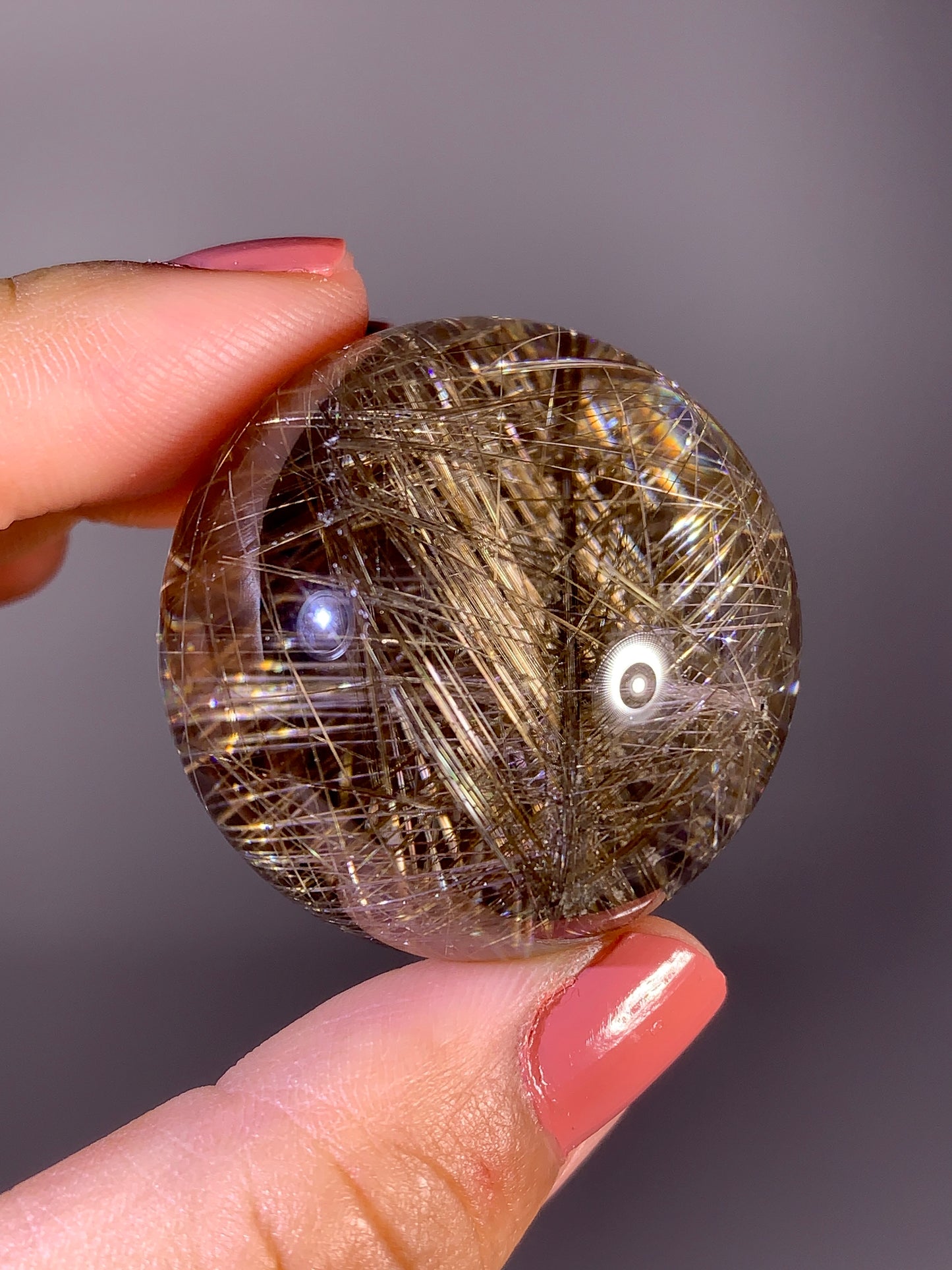 Collector's Grade Large Bi-Color Gold & Silver Lattice Rutile Quartz Sphere | Brazil