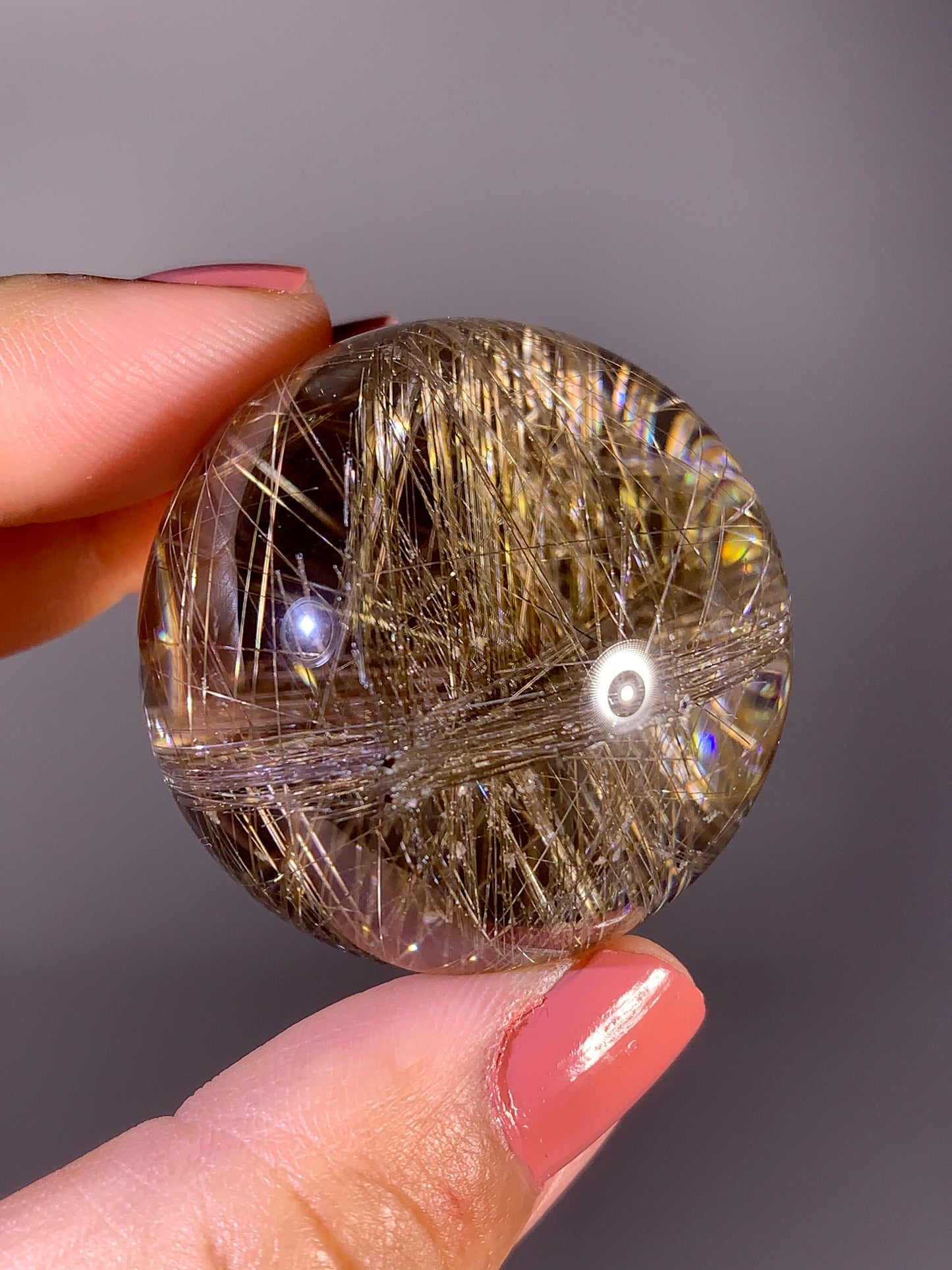 Collector's Grade Large Bi-Color Gold & Silver Lattice Rutile Quartz Sphere | Brazil