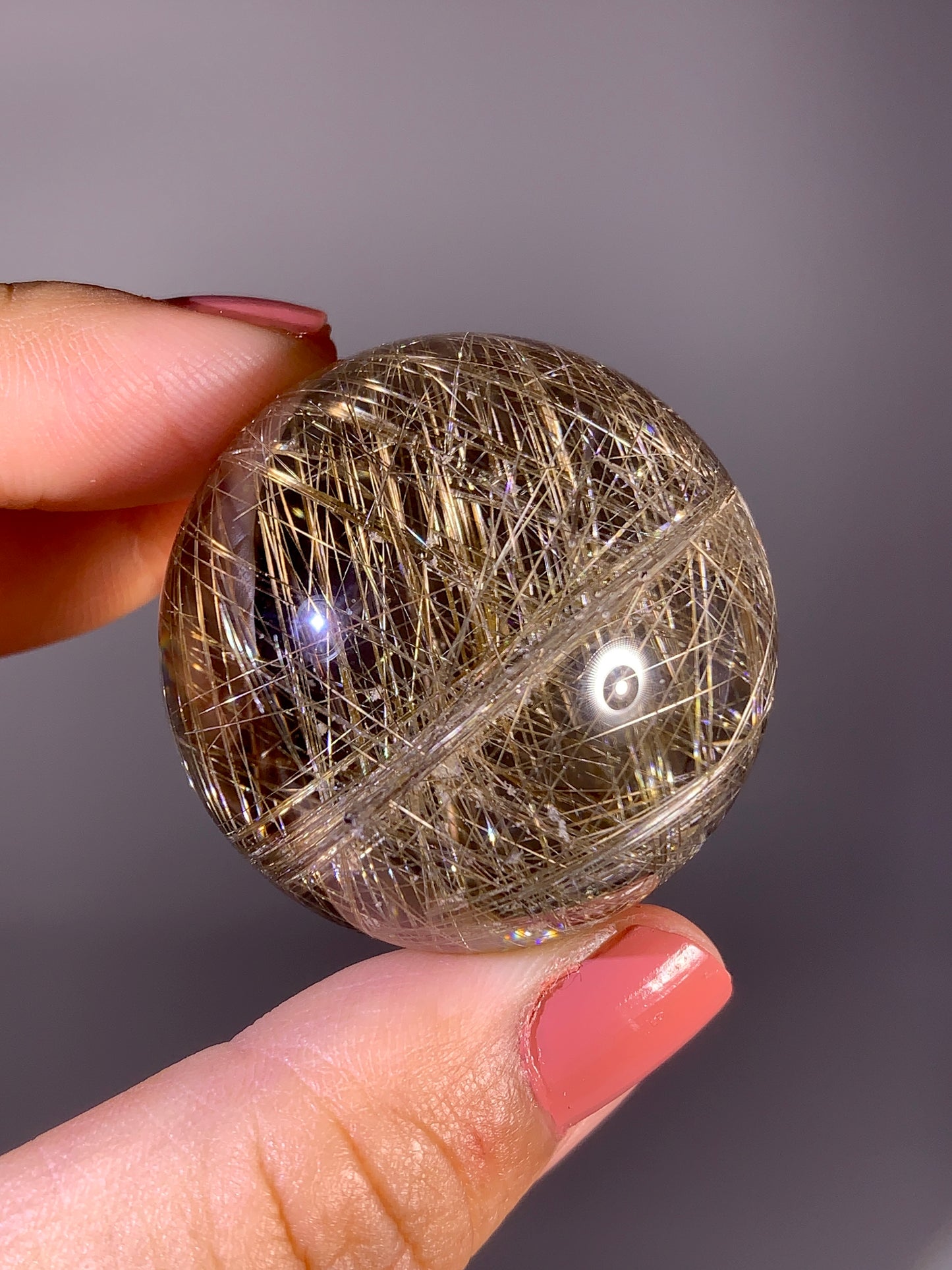 Collector's Grade Large Bi-Color Gold & Silver Lattice Rutile Quartz Sphere | Brazil