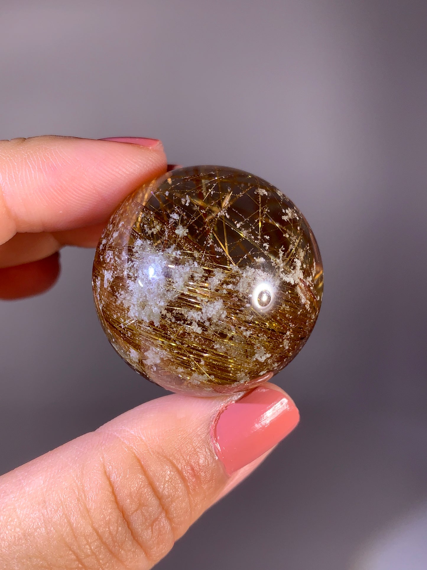Collector's Grade Super Shiny Copper Rutile Quartz with Snow Garden Inclusions | Brazil