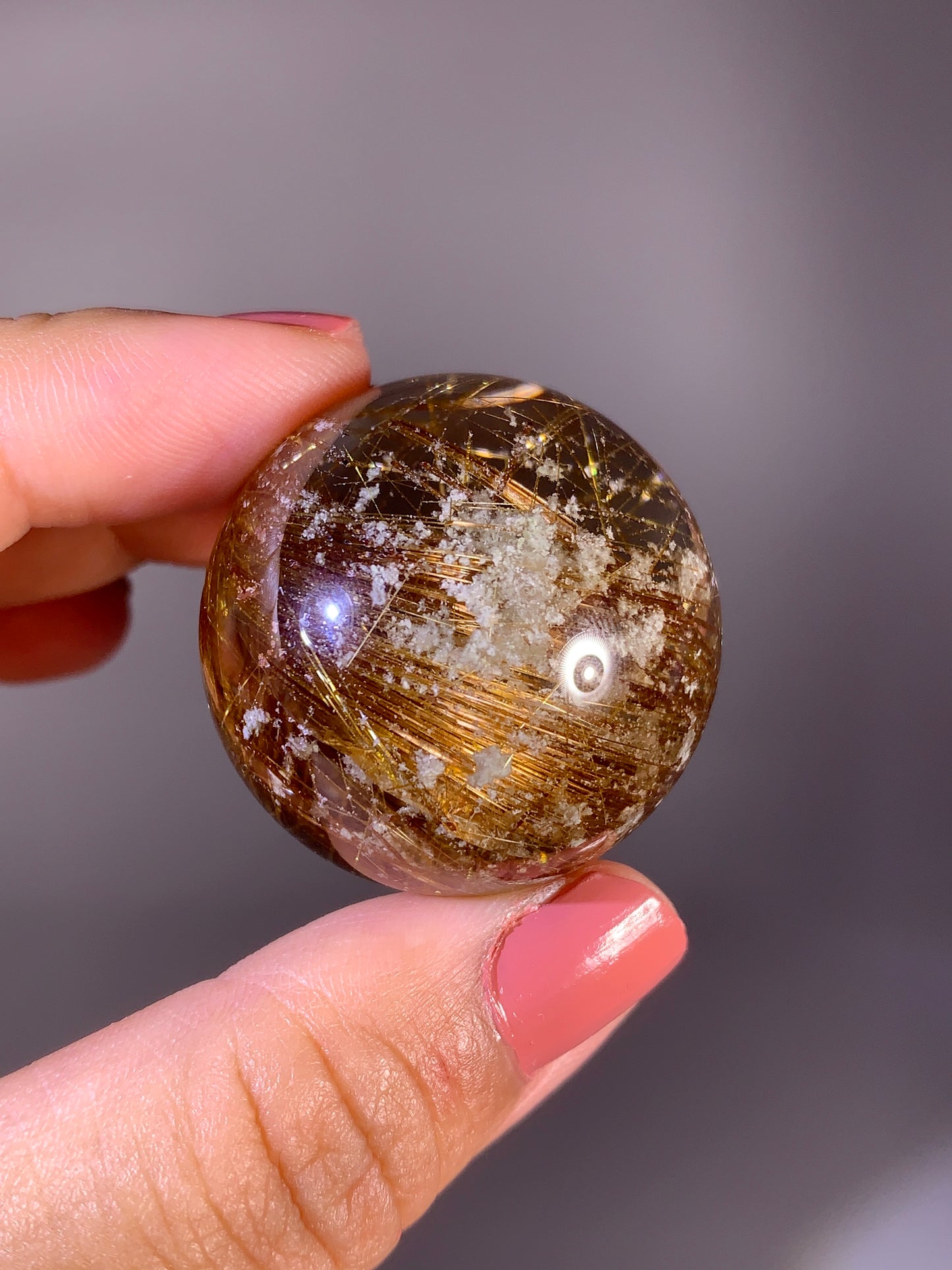 Collector's Grade Super Shiny Copper Rutile Quartz with Snow Garden Inclusions | Brazil