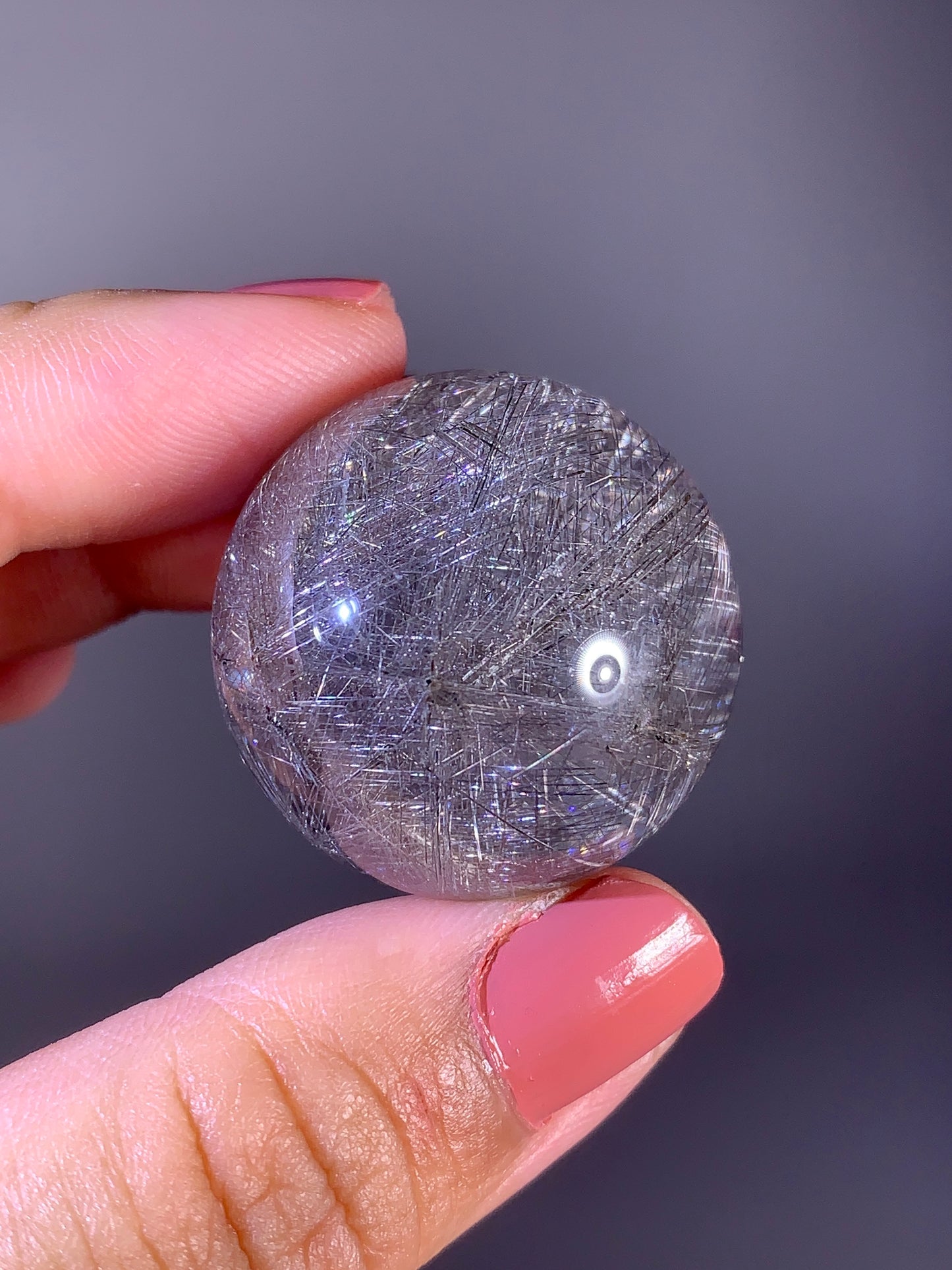 Collector's Grade Rare Pure Silver Lattice Rutile Quartz Sphere | Brazil