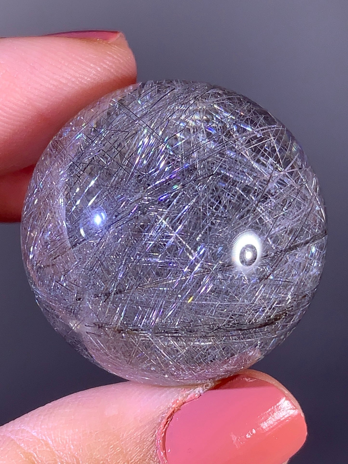 Collector's Grade Rare Pure Silver Lattice Rutile Quartz Sphere | Brazil