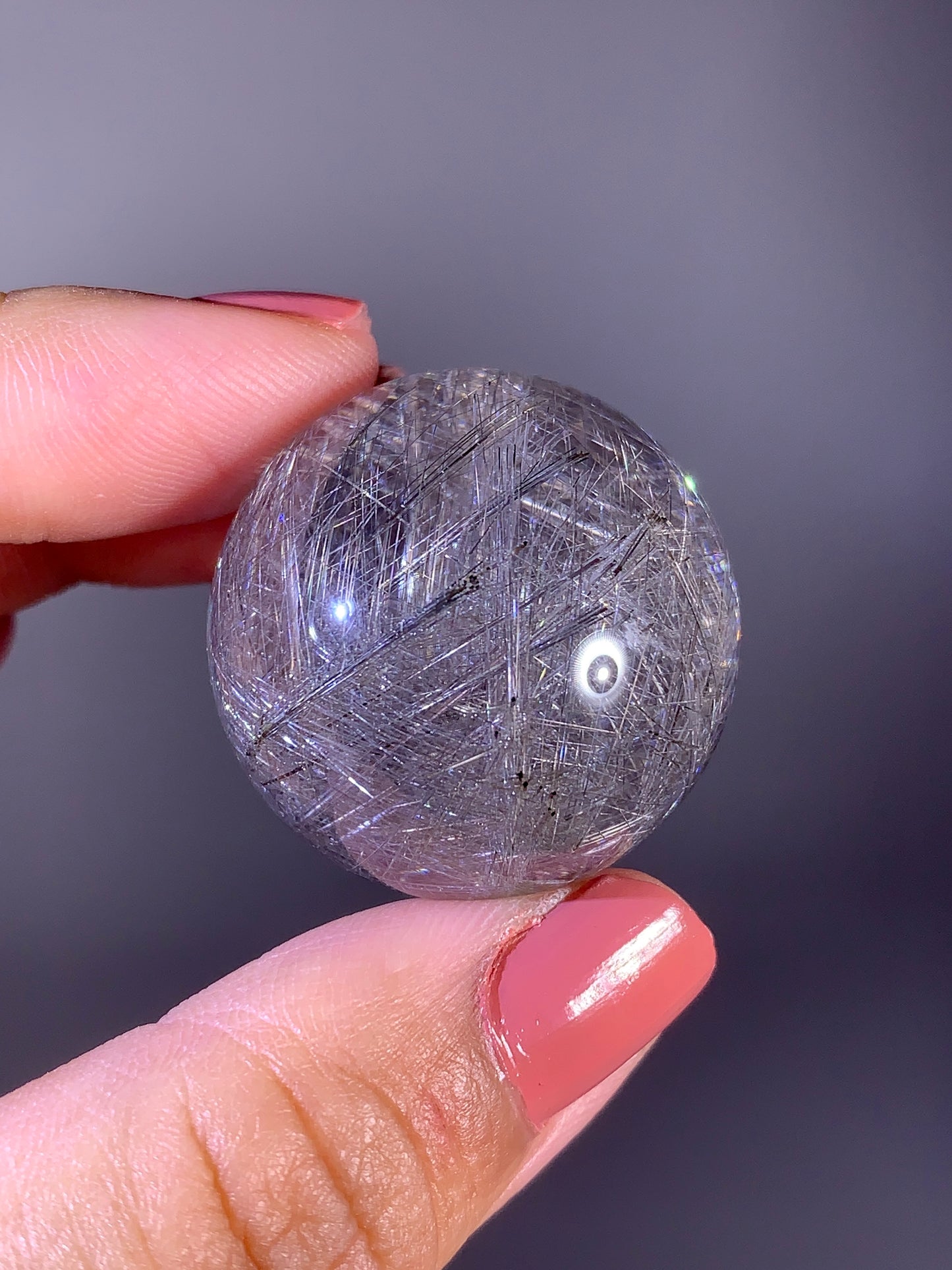 Collector's Grade Rare Pure Silver Lattice Rutile Quartz Sphere | Brazil