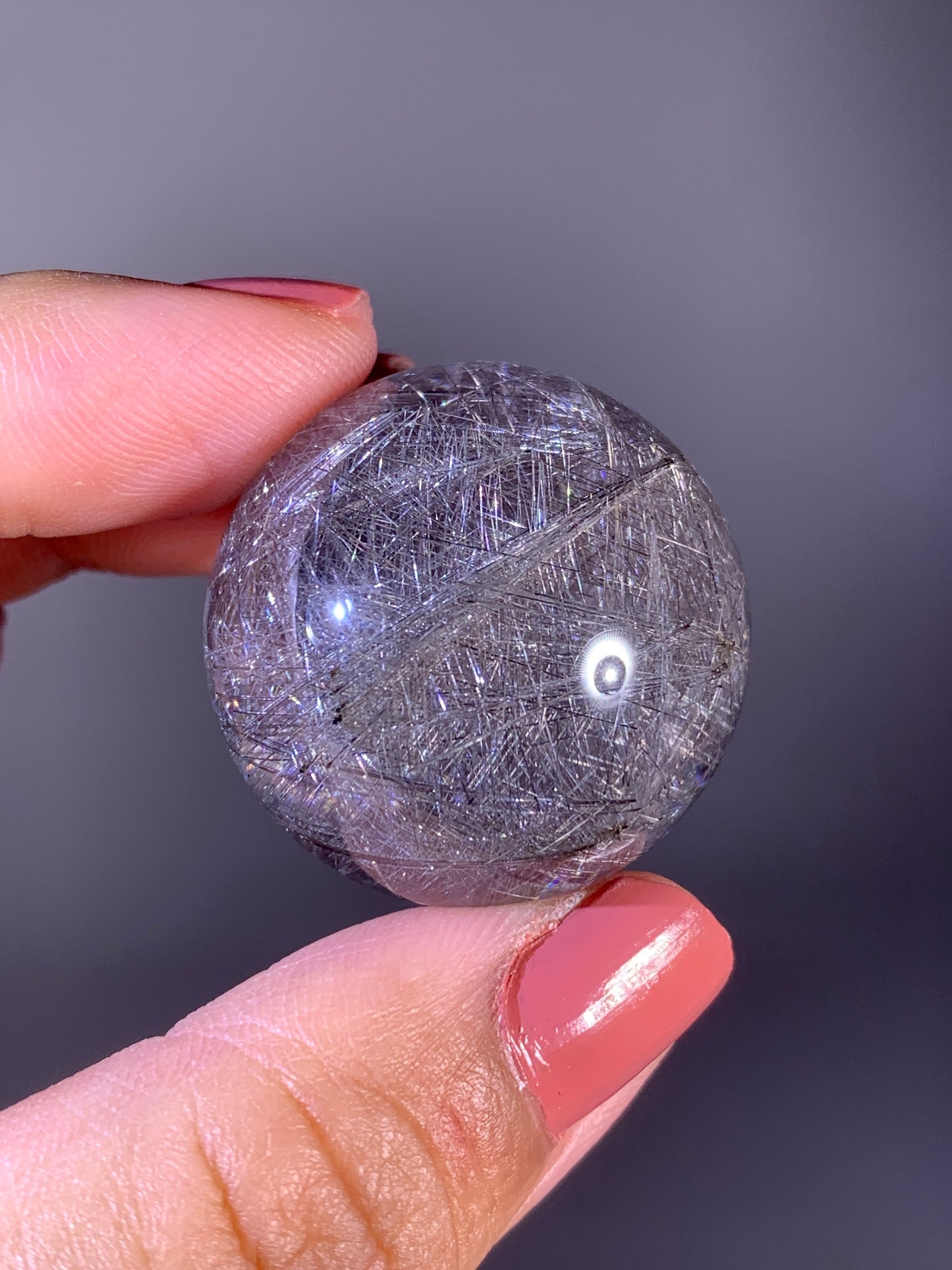Collector's Grade Rare Pure Silver Lattice Rutile Quartz Sphere | Brazil