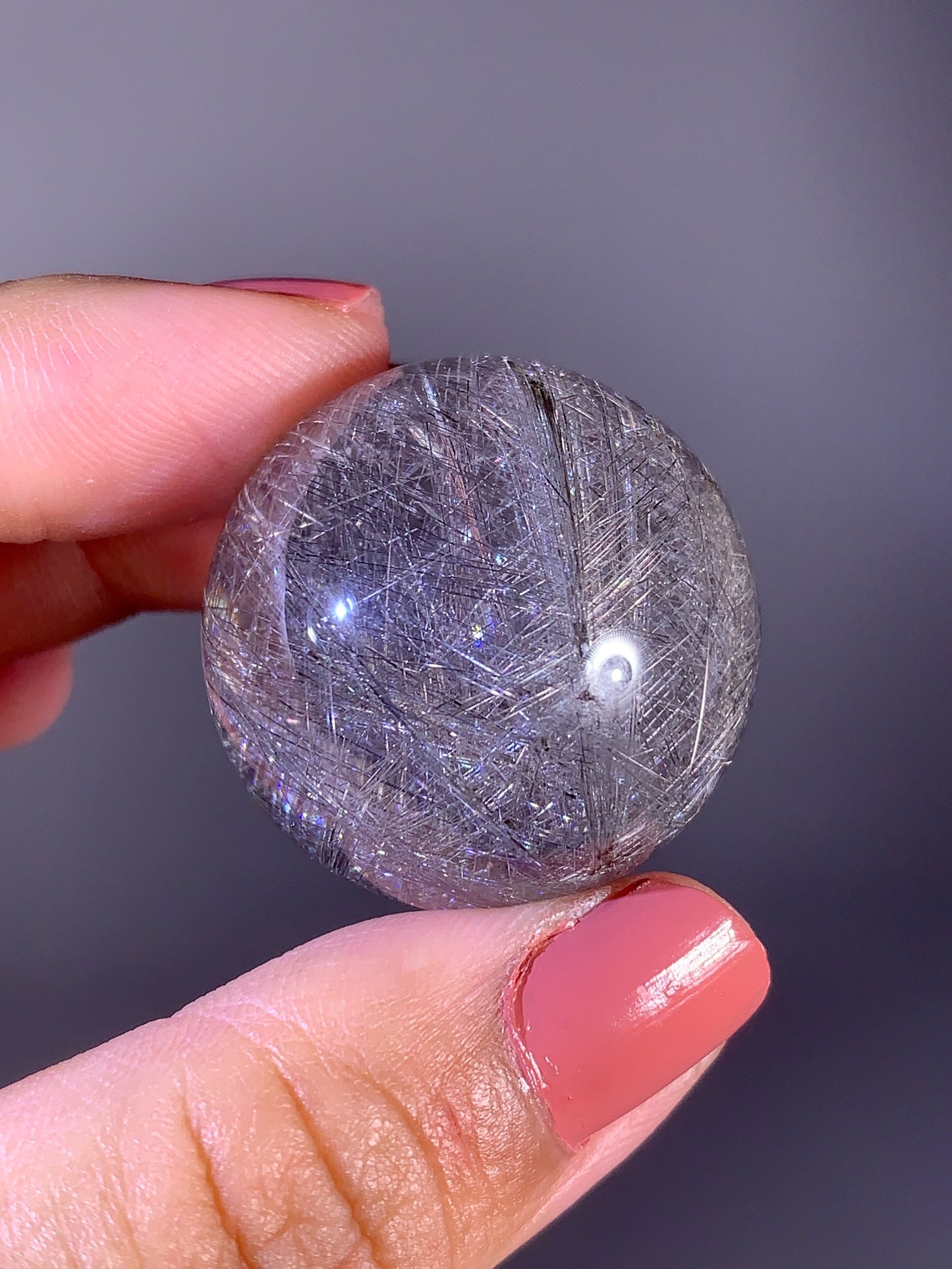 Collector's Grade Rare Pure Silver Lattice Rutile Quartz Sphere | Brazil