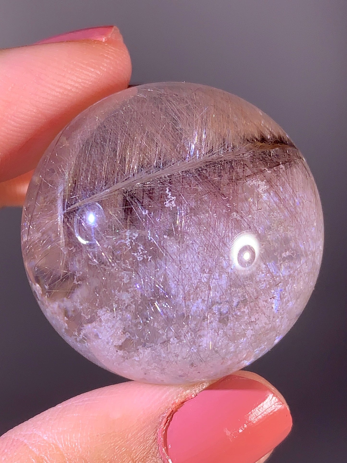 Collector's Grade Rare Bi-Color Pink & Gold Weaving Pattern Rutile Quartz with Snow Garden Sphere | Brazil