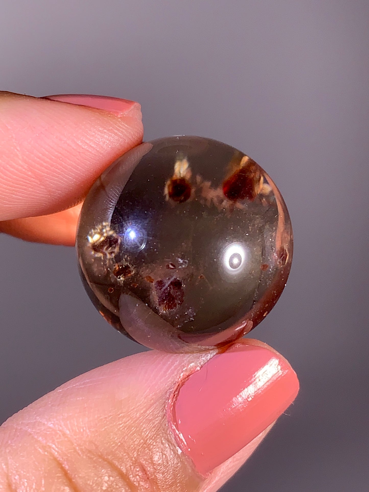 Natural Garnet Inclusion Smoky Quartz Sphere | Brazil