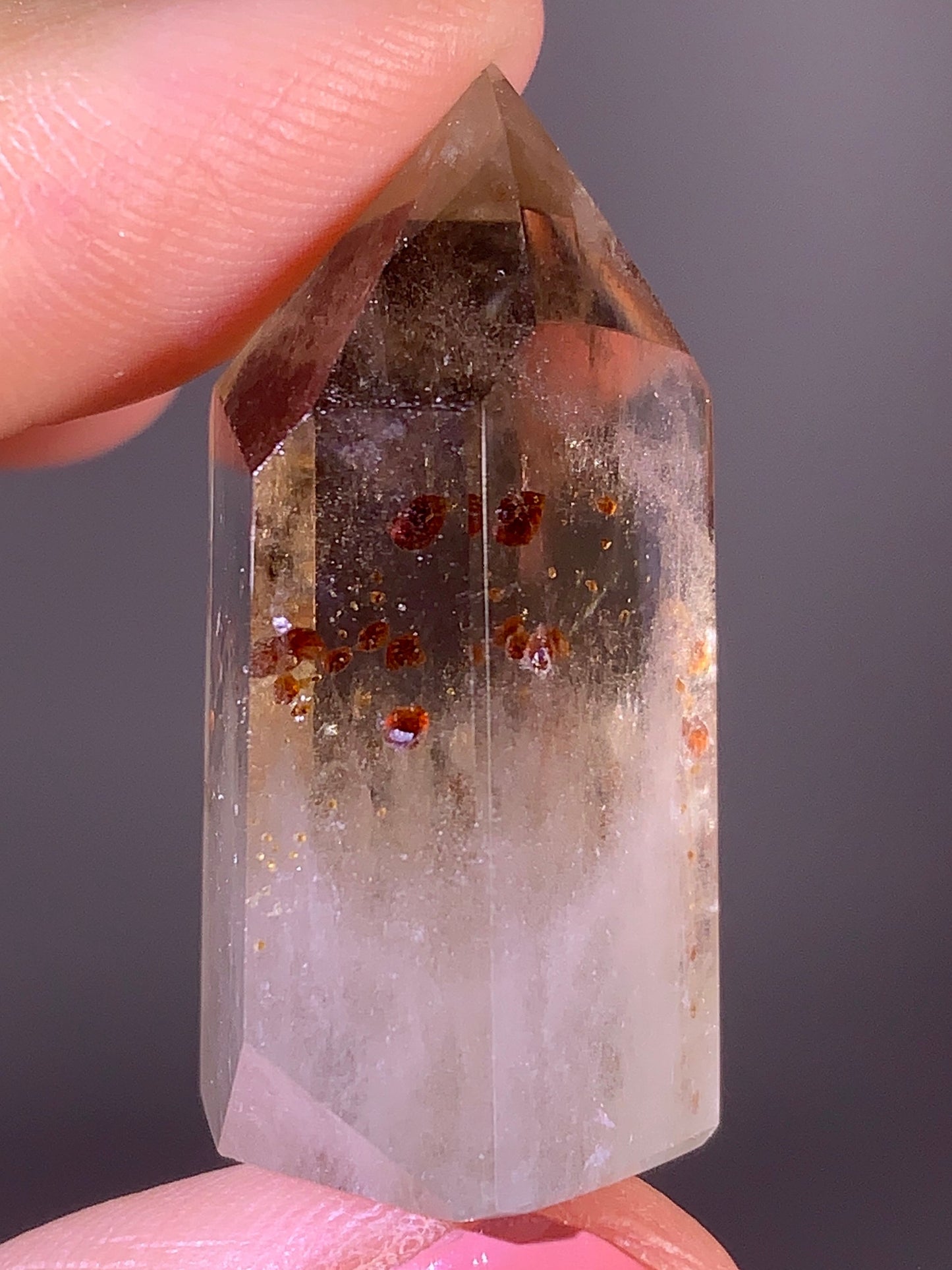 Natural Garnet Inclusion Smoky Quartz Tower | Brazil