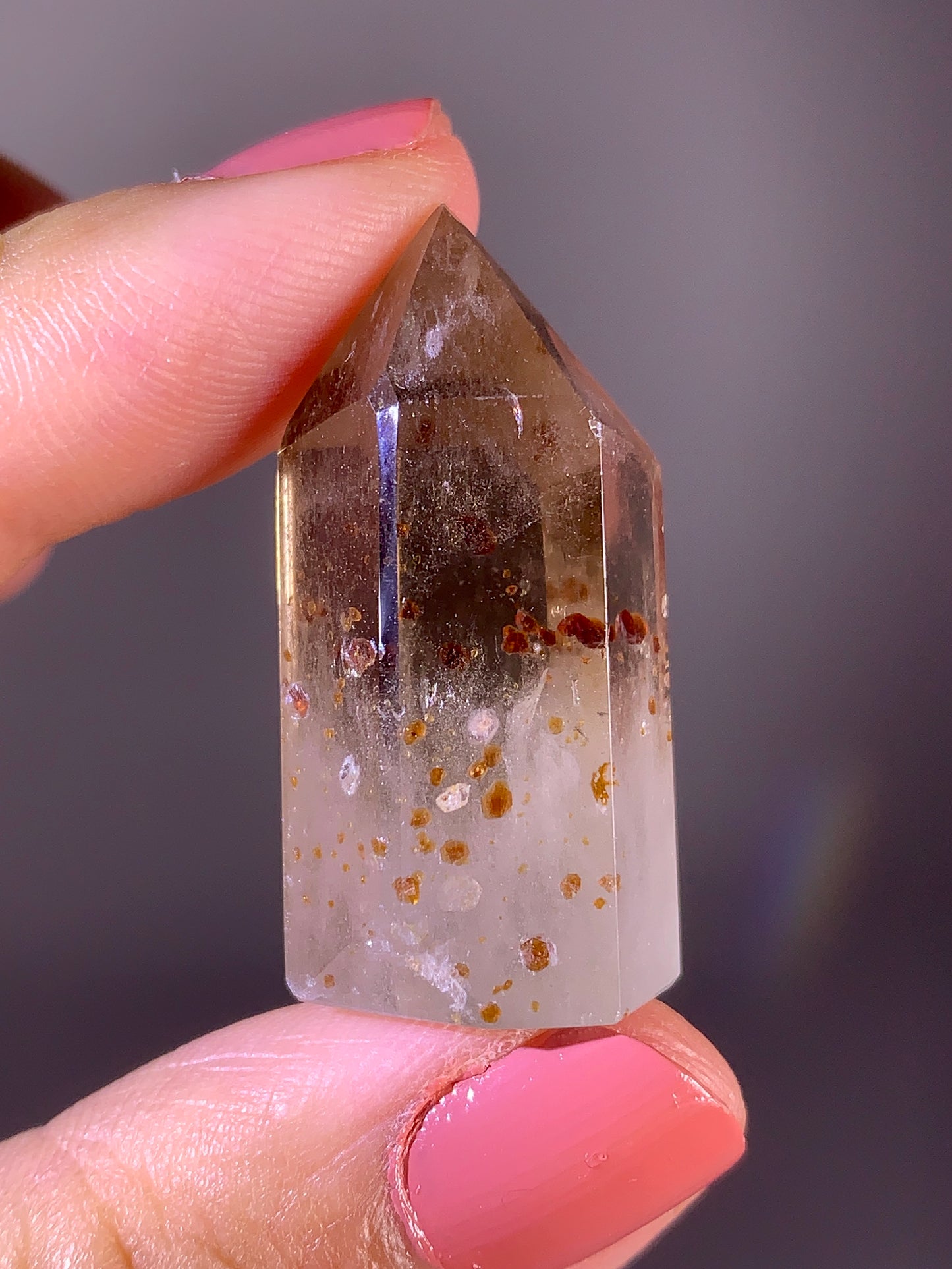 Natural Garnet Inclusion Smoky Quartz Tower | Brazil