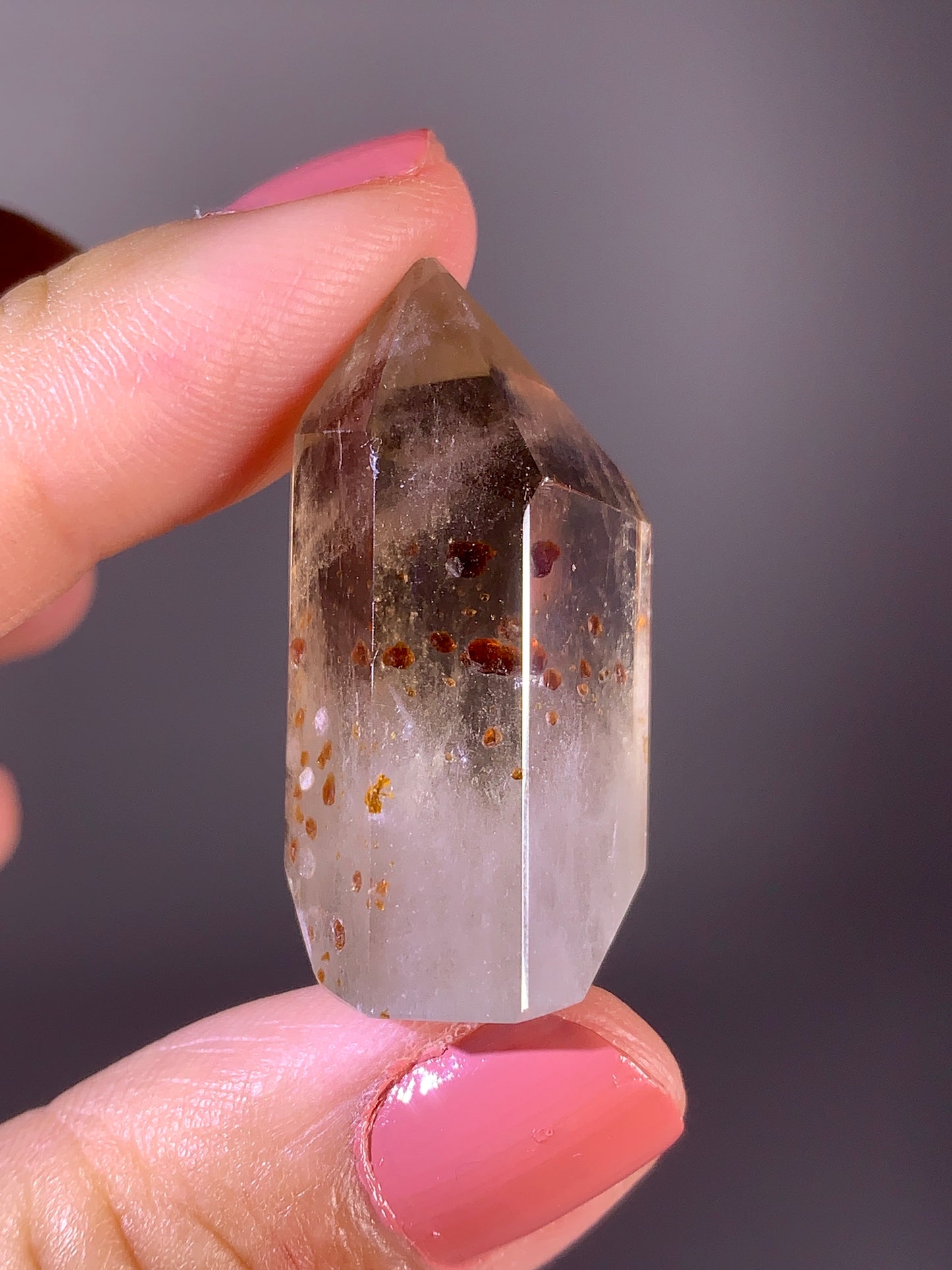 Natural Garnet Inclusion Smoky Quartz Tower | Brazil