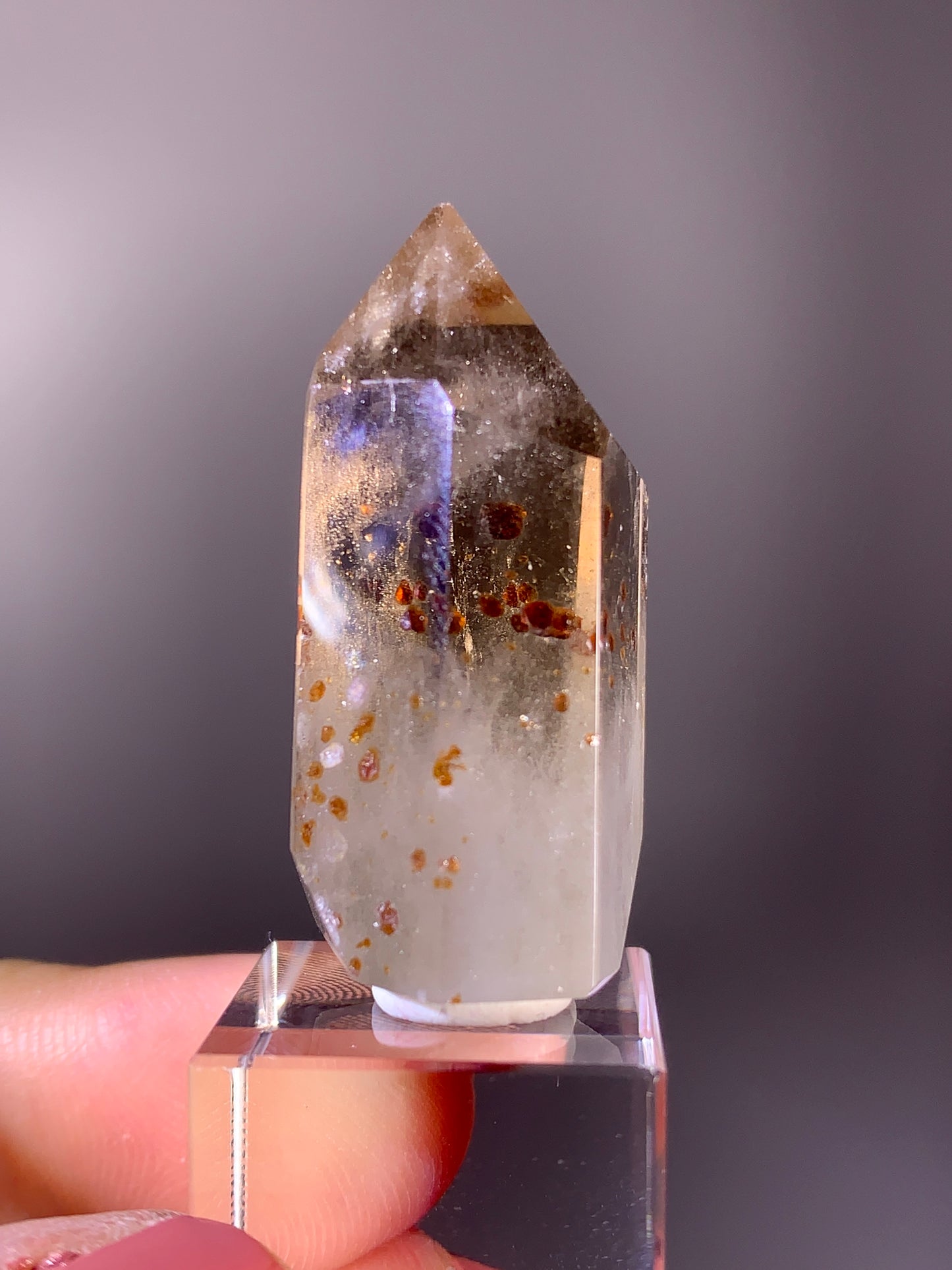 Natural Garnet Inclusion Smoky Quartz Tower | Brazil