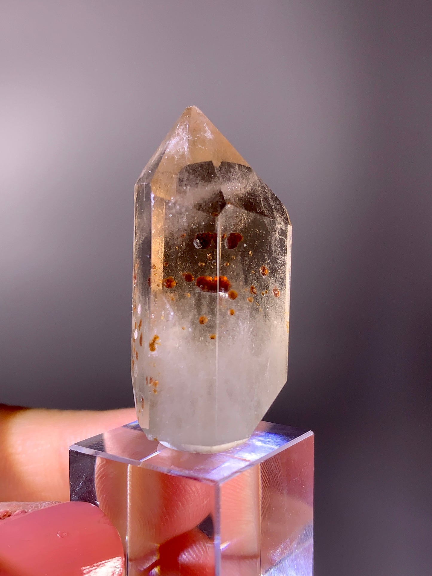 Natural Garnet Inclusion Smoky Quartz Tower | Brazil