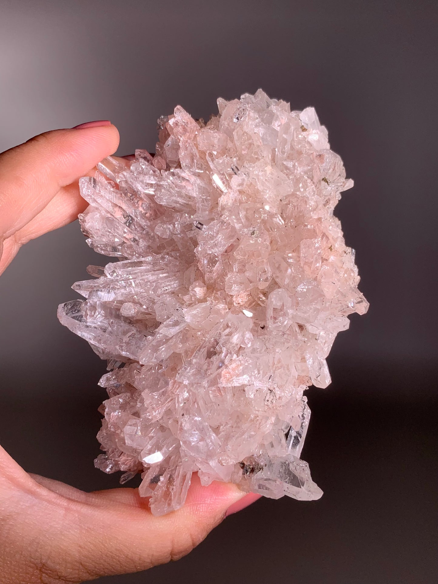 Pink Lemurian Quartz Cluster from Colombia – High-Quality Collectible Crystal