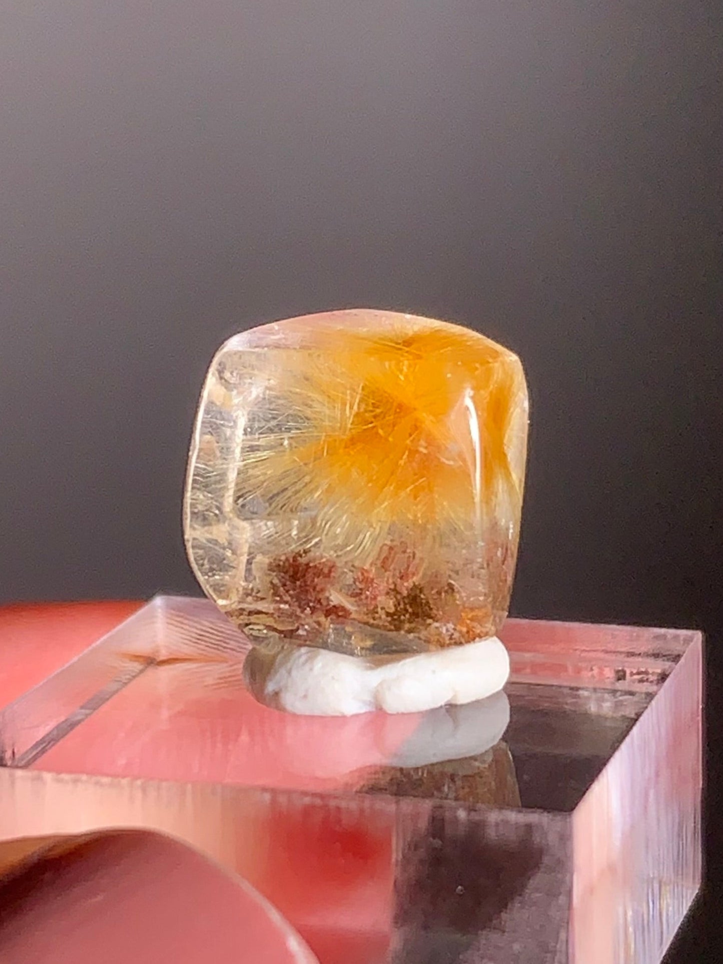 Rare Gold Starburst Rutile Quartz with Red Garden Mini Gem from Brazil