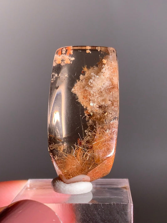 Rare Copper Rutile in Smoky Quartz with Cream Garden Mini Gem from Brazil