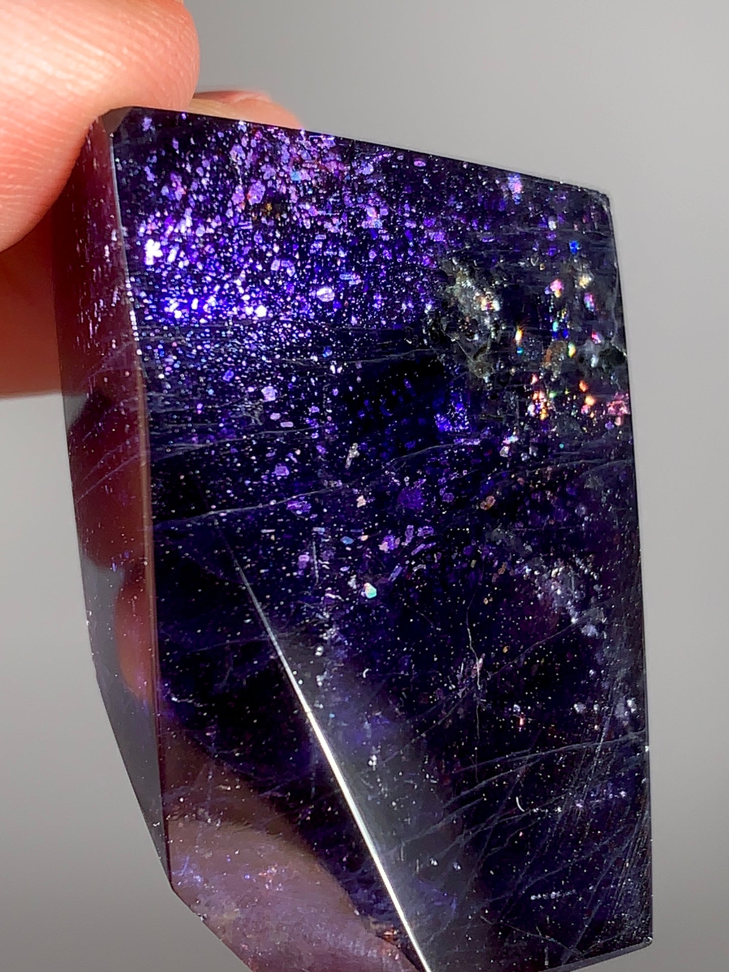 High-Grade Galaxy Iolite & Sunstone Bloodshot Freeform from Tanzania