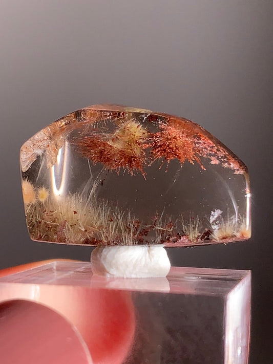 Rare Gold Fireworks Rutile Quartz with Orange & Red Garden Mini Gem from Brazil