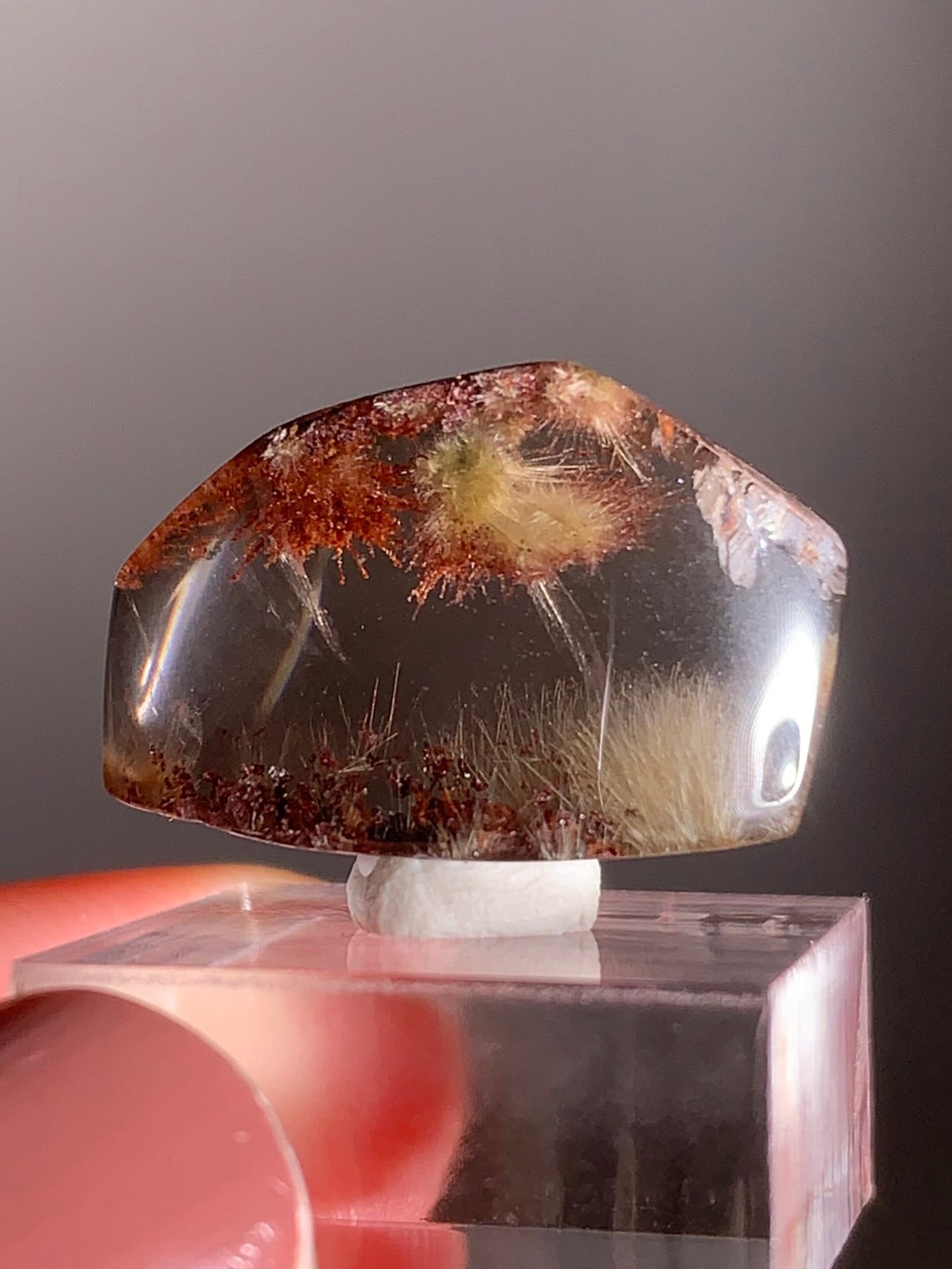 Rare Gold Fireworks Rutile Quartz with Orange & Red Garden Mini Gem from Brazil