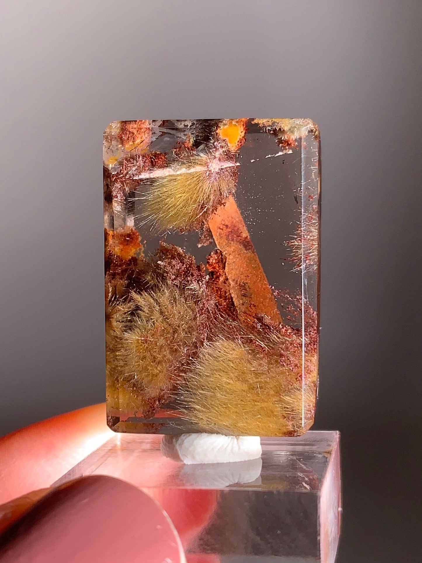 Rare Gold Fireworks Rutile Quartz with Red Garden Mini Gem from Brazil