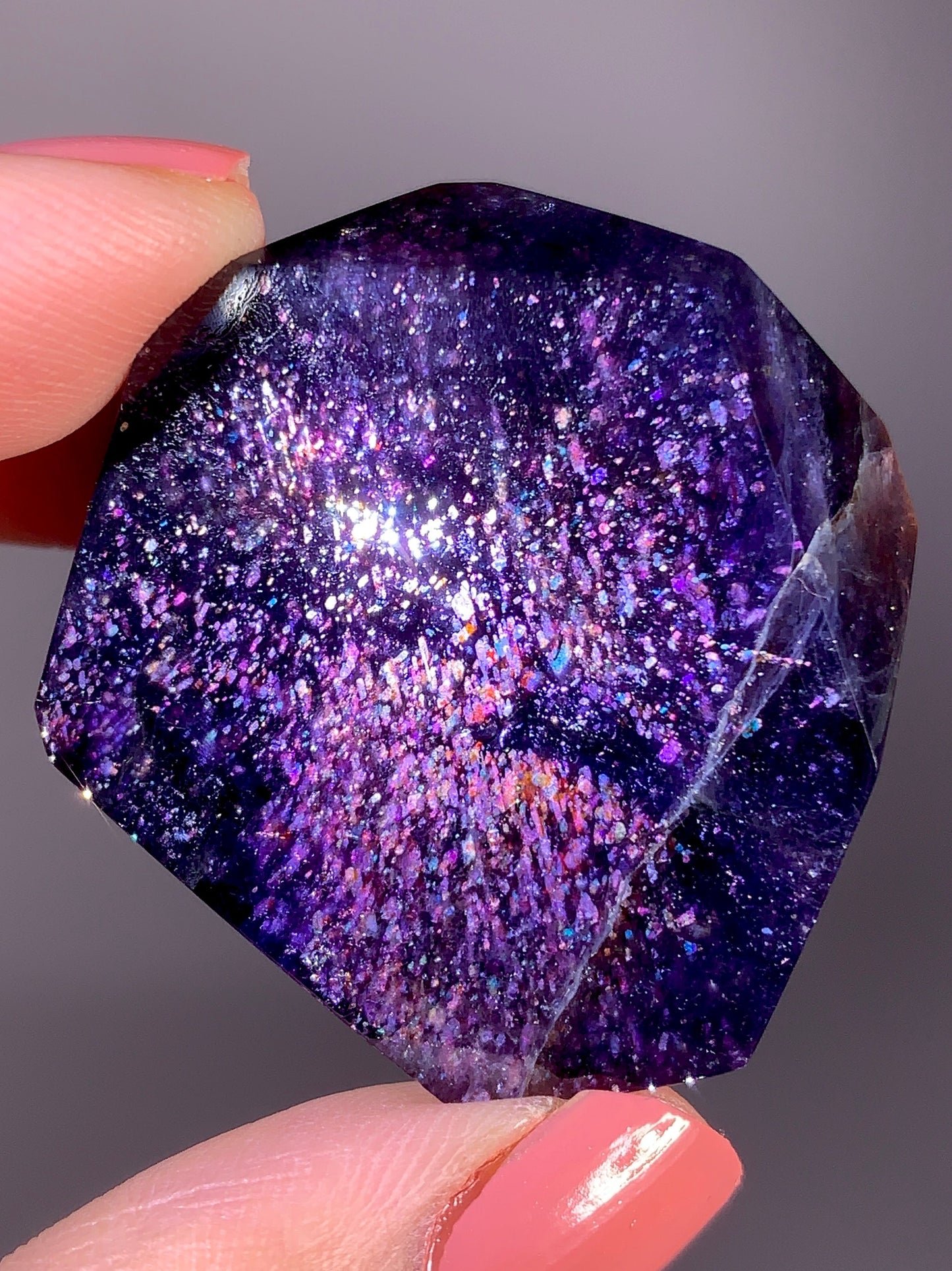 High-Grade Galaxy Iolite & Sunstone Bloodshot Freeform from Tanzania