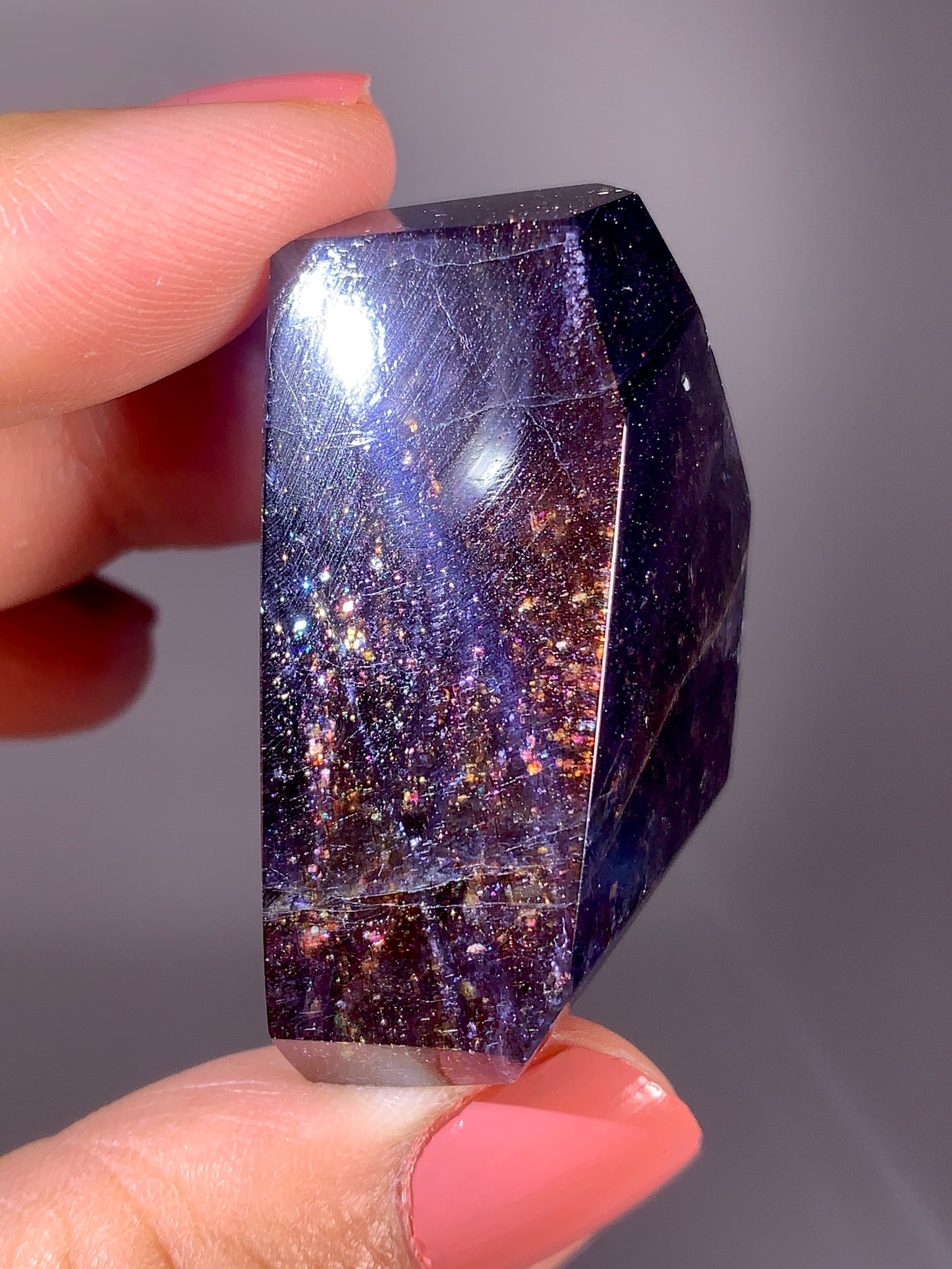 High-Grade Galaxy Iolite & Sunstone Bloodshot Freeform from Tanzania