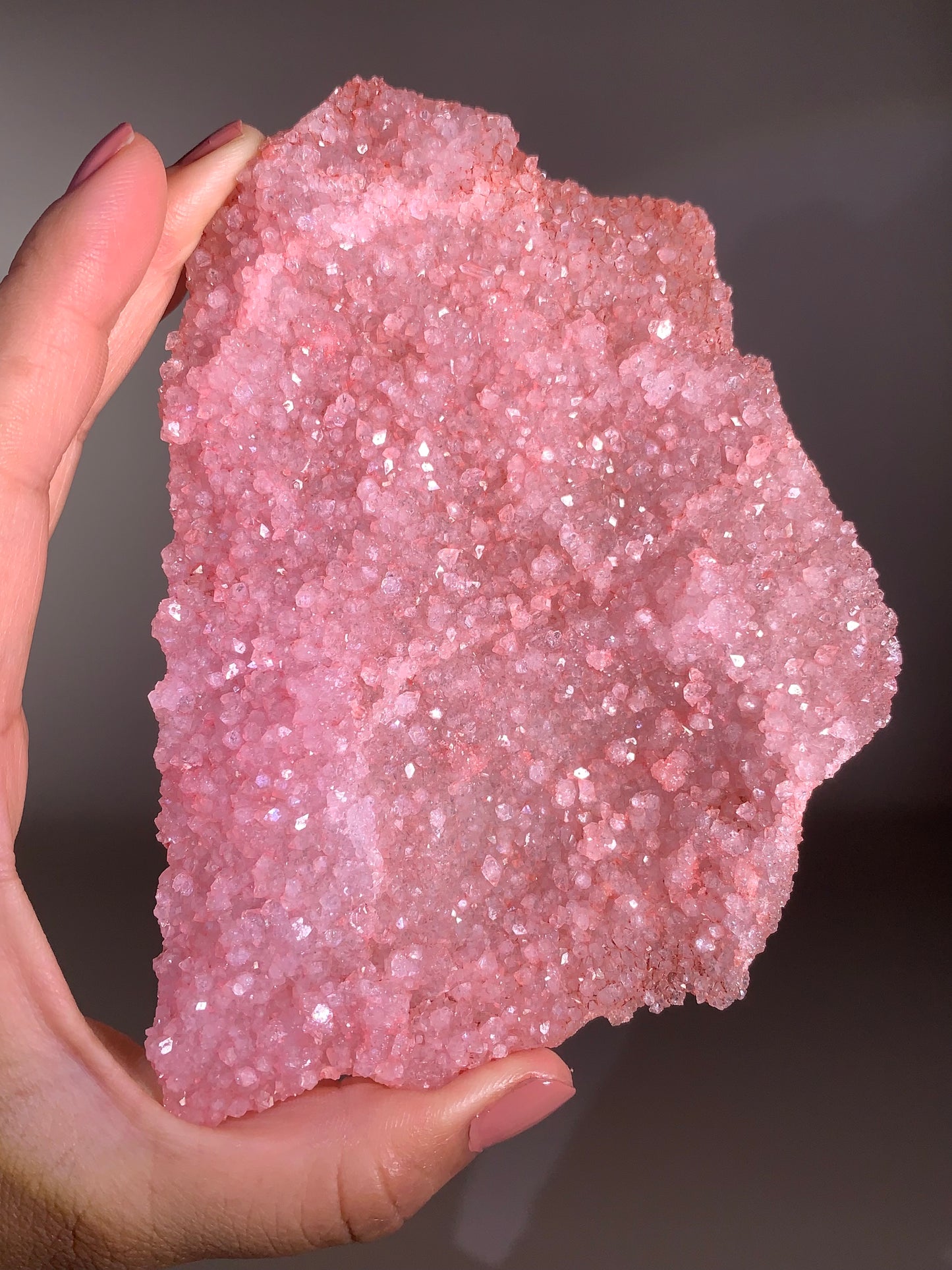 Rare Pink Diamond Apophyllite Crust from the Himalayas – Collector’s Gem