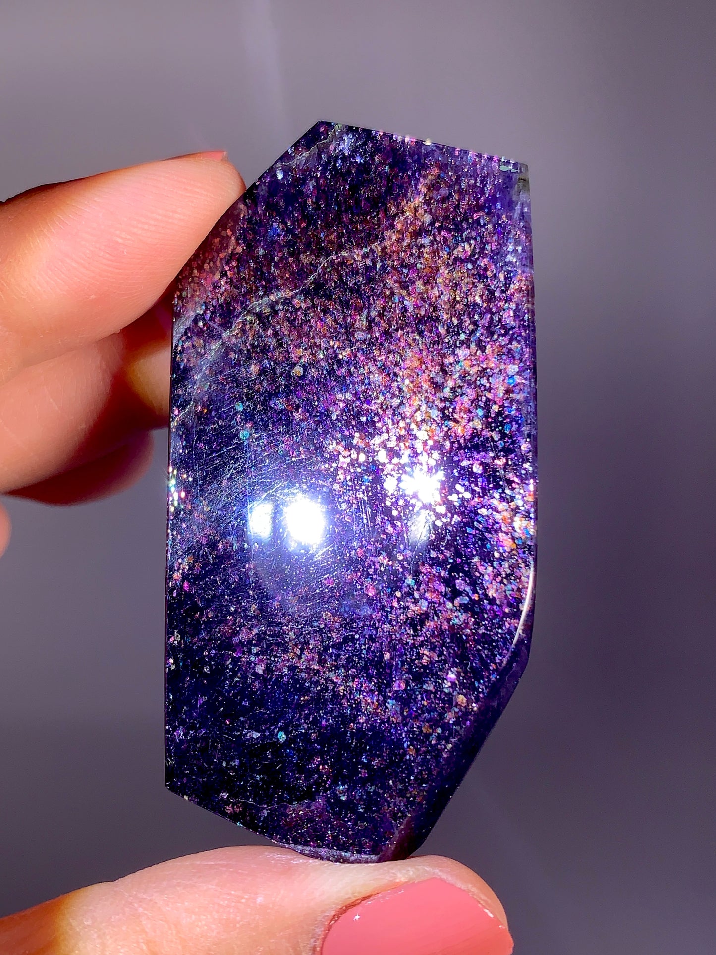 High-Grade Galaxy Iolite & Sunstone Bloodshot Freeform from Tanzania