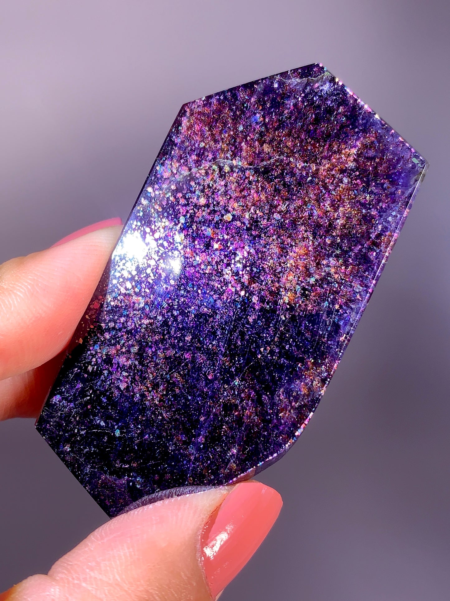 High-Grade Galaxy Iolite & Sunstone Bloodshot Freeform from Tanzania