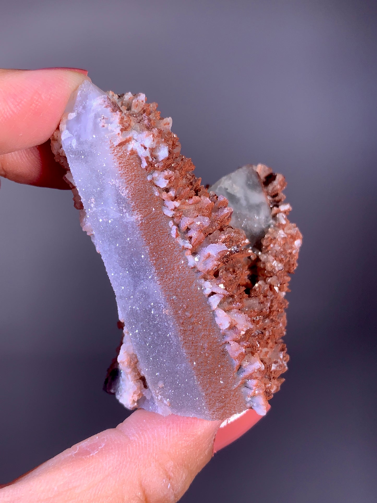 Rare Red Flower-Shaped Calcite with Druzy Double Tower Candle Quartz | Natural Inner Mongolia Mineral Specimen