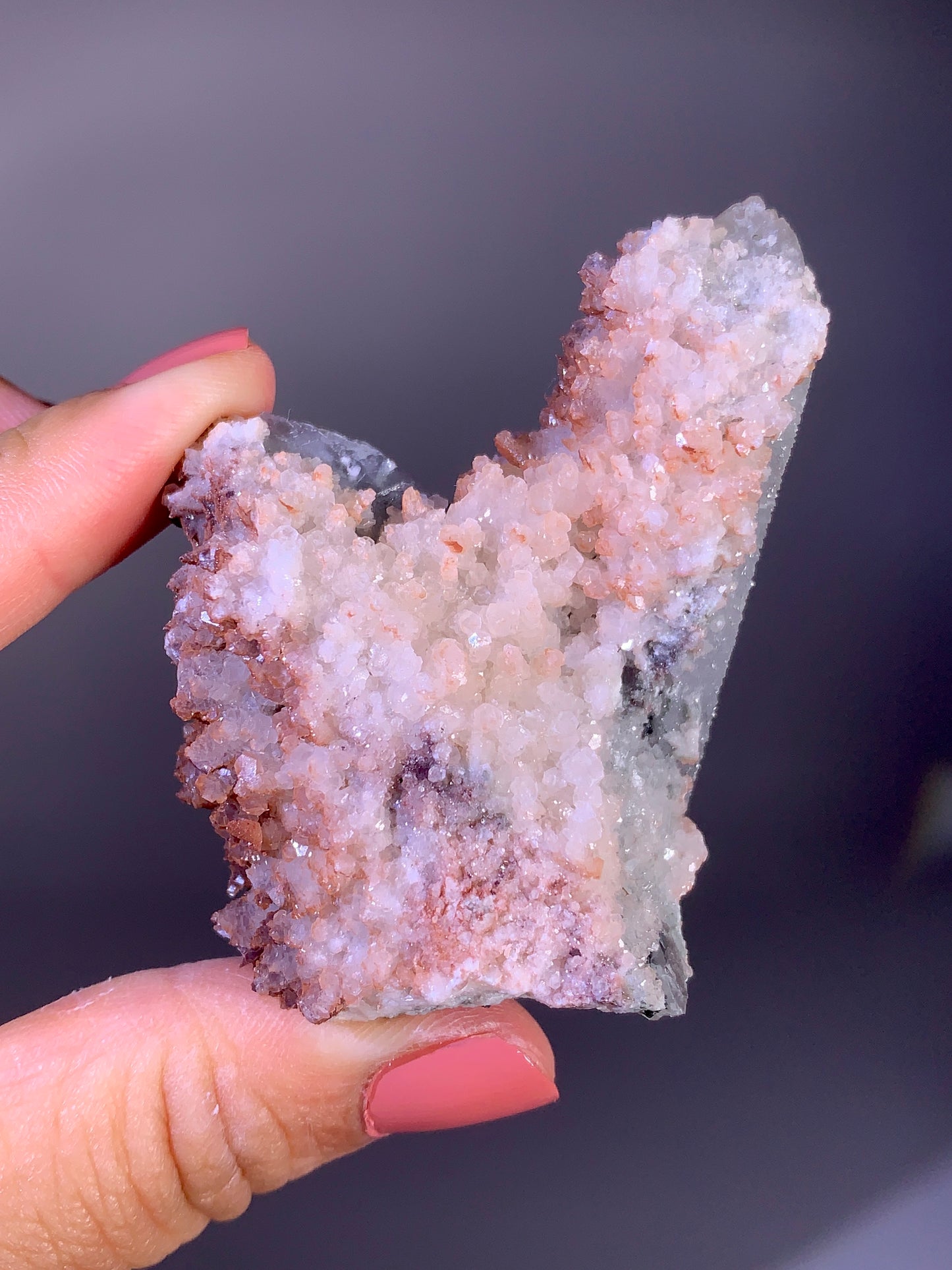 Rare Red Flower-Shaped Calcite with Druzy Double Tower Candle Quartz | Natural Inner Mongolia Mineral Specimen