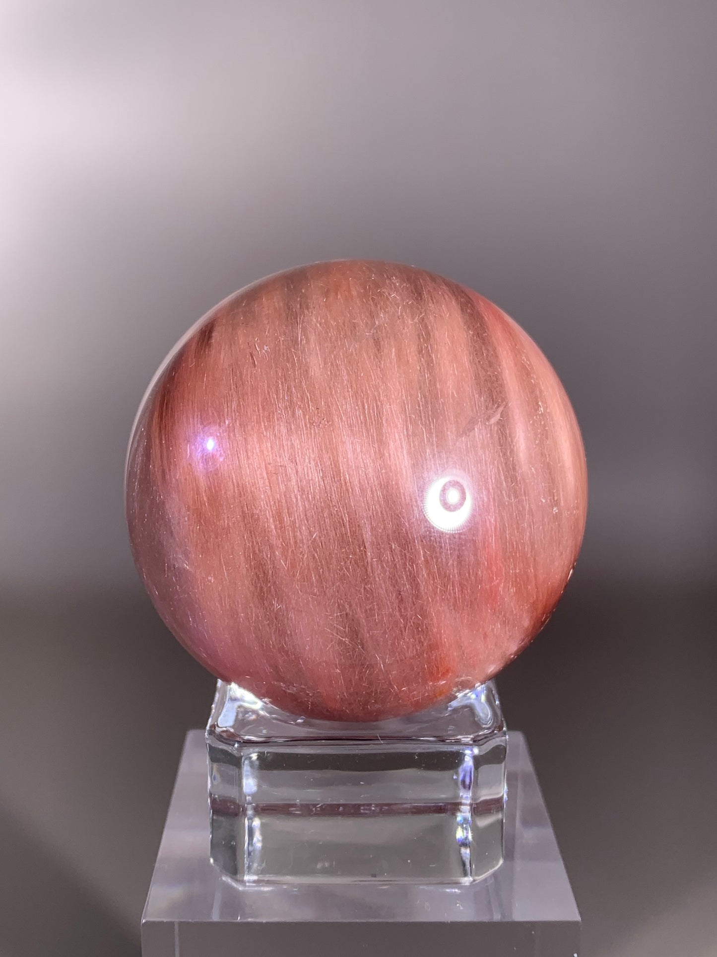 Collector’s Piece Large Pink Amphibole Sphere – Rare Crystal from Brazil