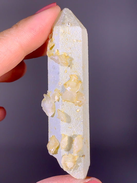 Natural Druzy Lemon Candle Quartz with Petal Calcite | Inner Mongolia Mineral Specimen