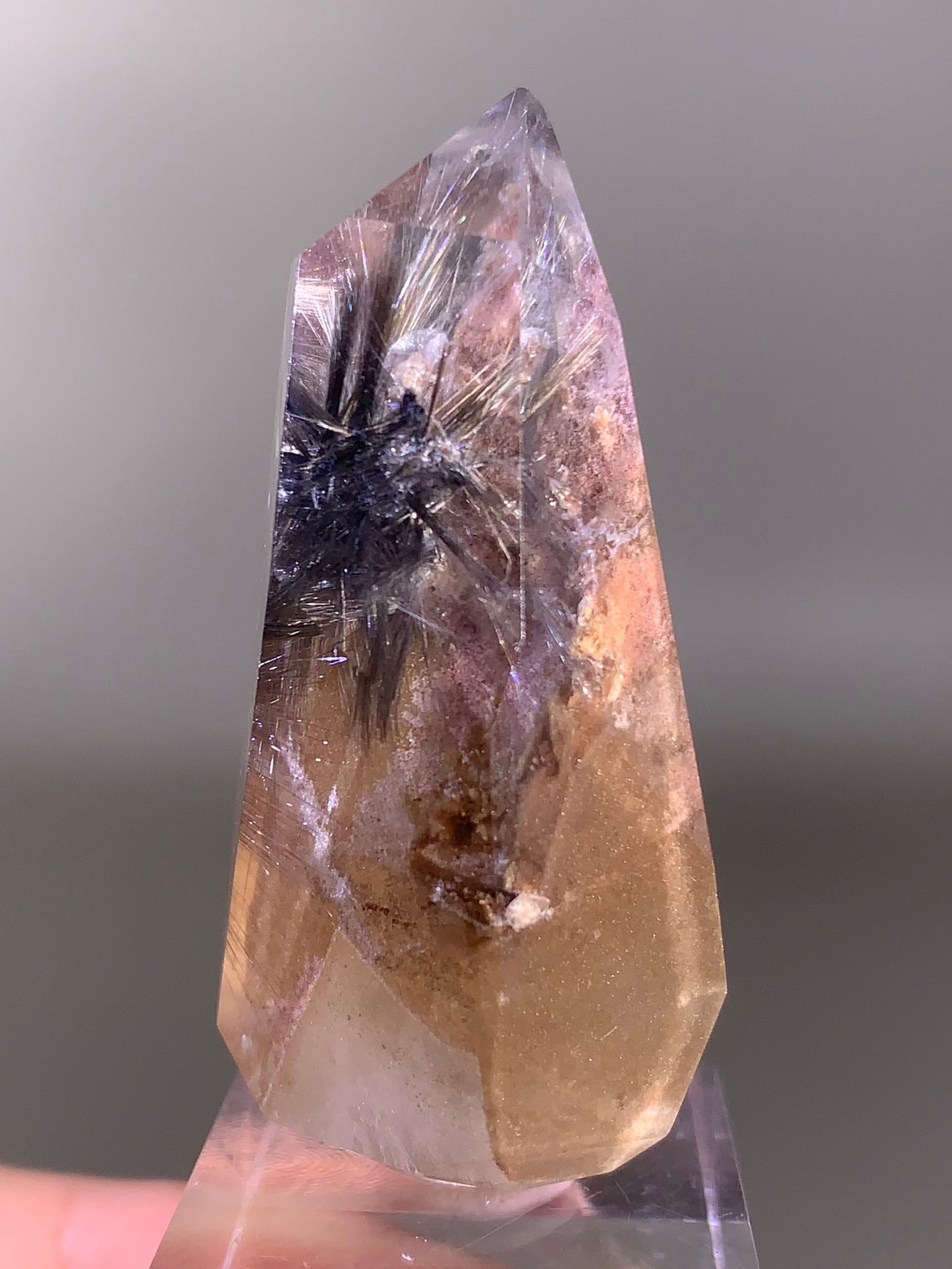 Rare Dark Silver Brookite Rutile in Brown Garden Quartz Crystal from Brazil