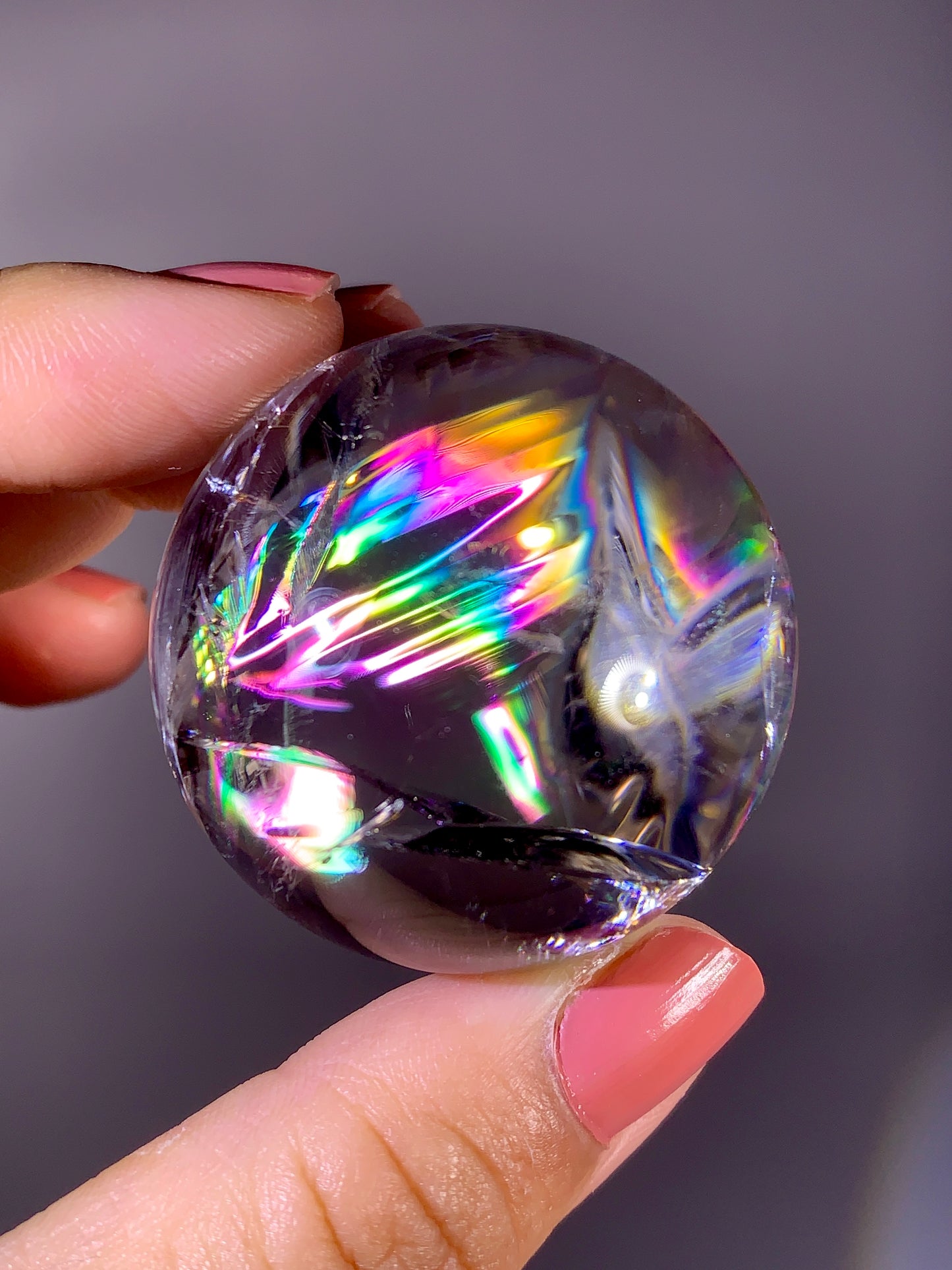 High-Grade Clear Quartz Sphere with Natural Rainbow Inclusion | Brazil